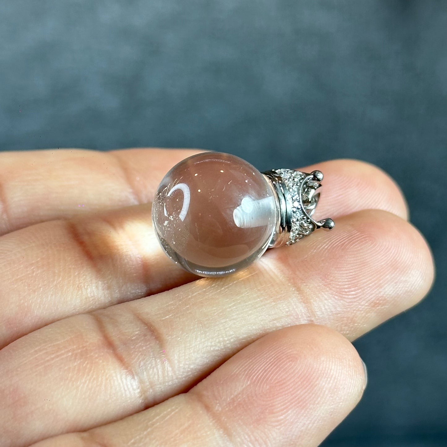 Clear Quartz Pendant with Crown Silver setting