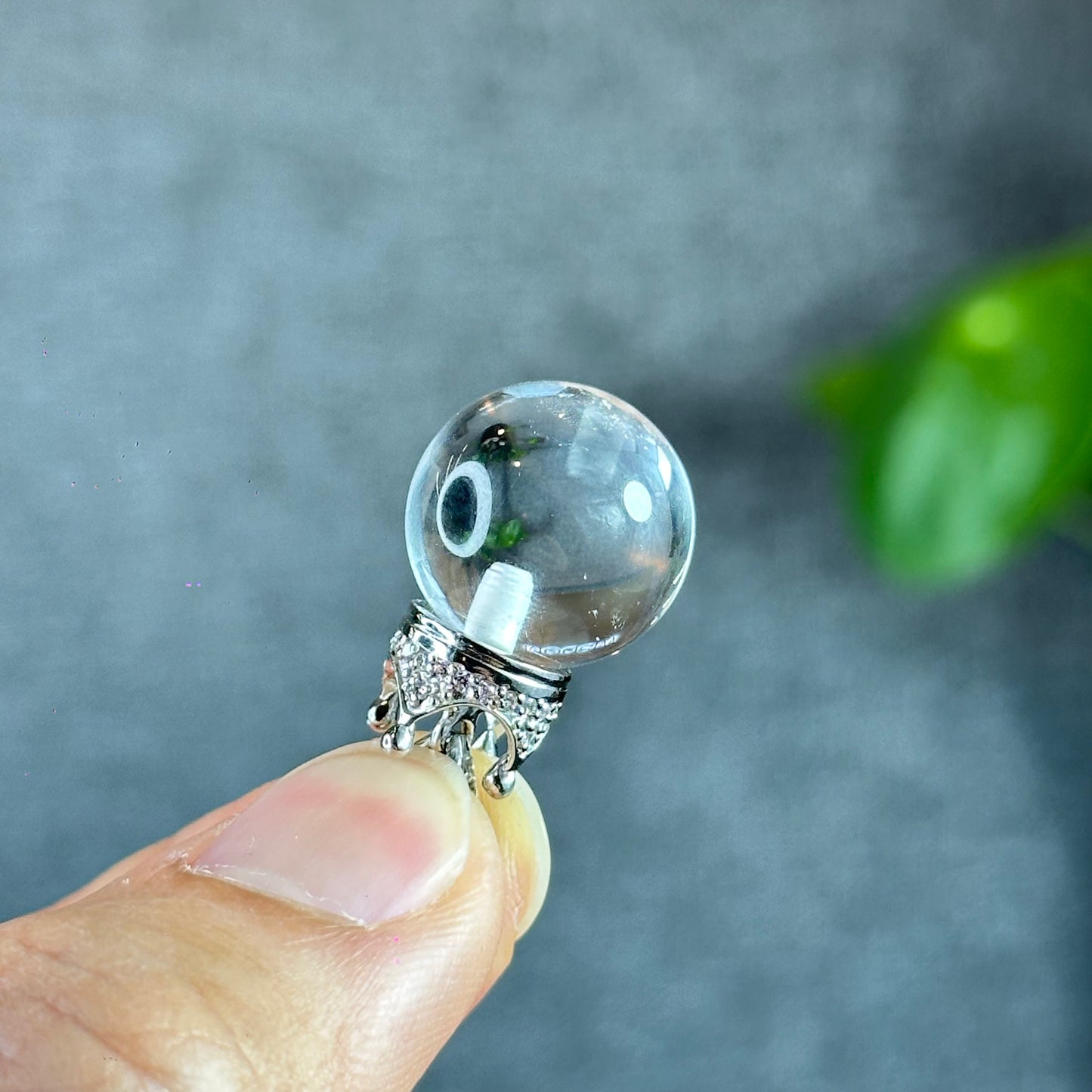 Clear Quartz Pendant with Crown Silver setting