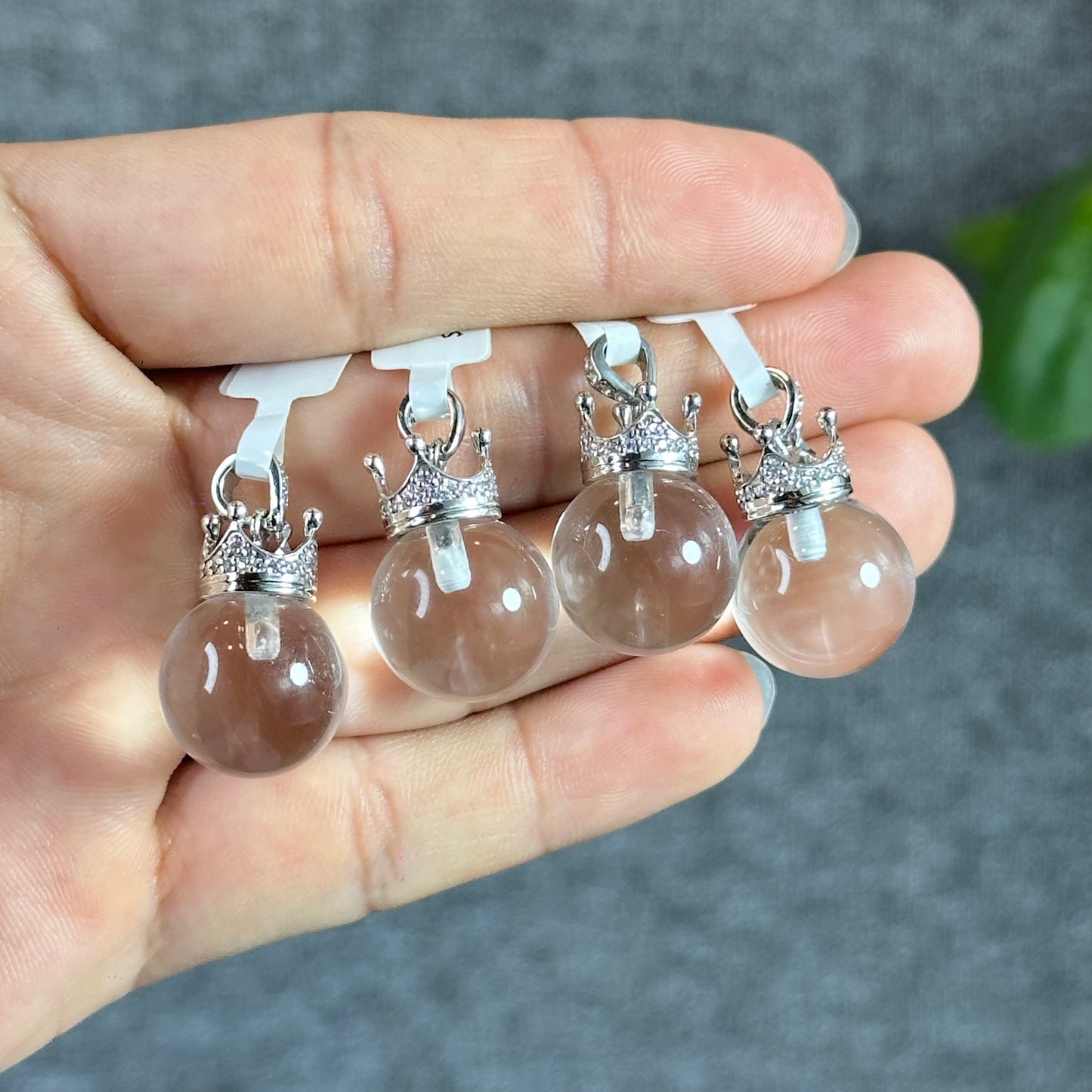 Clear Quartz Pendant with Crown Silver setting