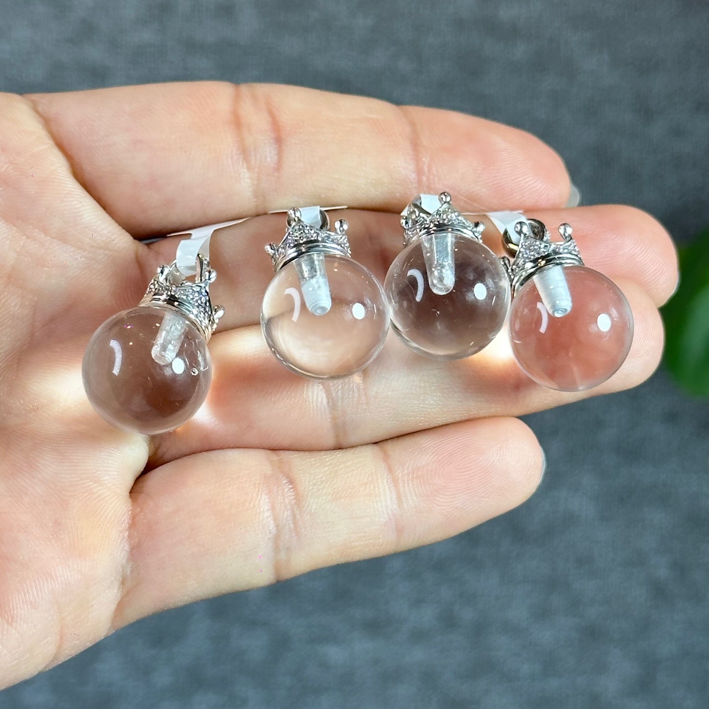 Clear Quartz Pendant with Crown Silver setting