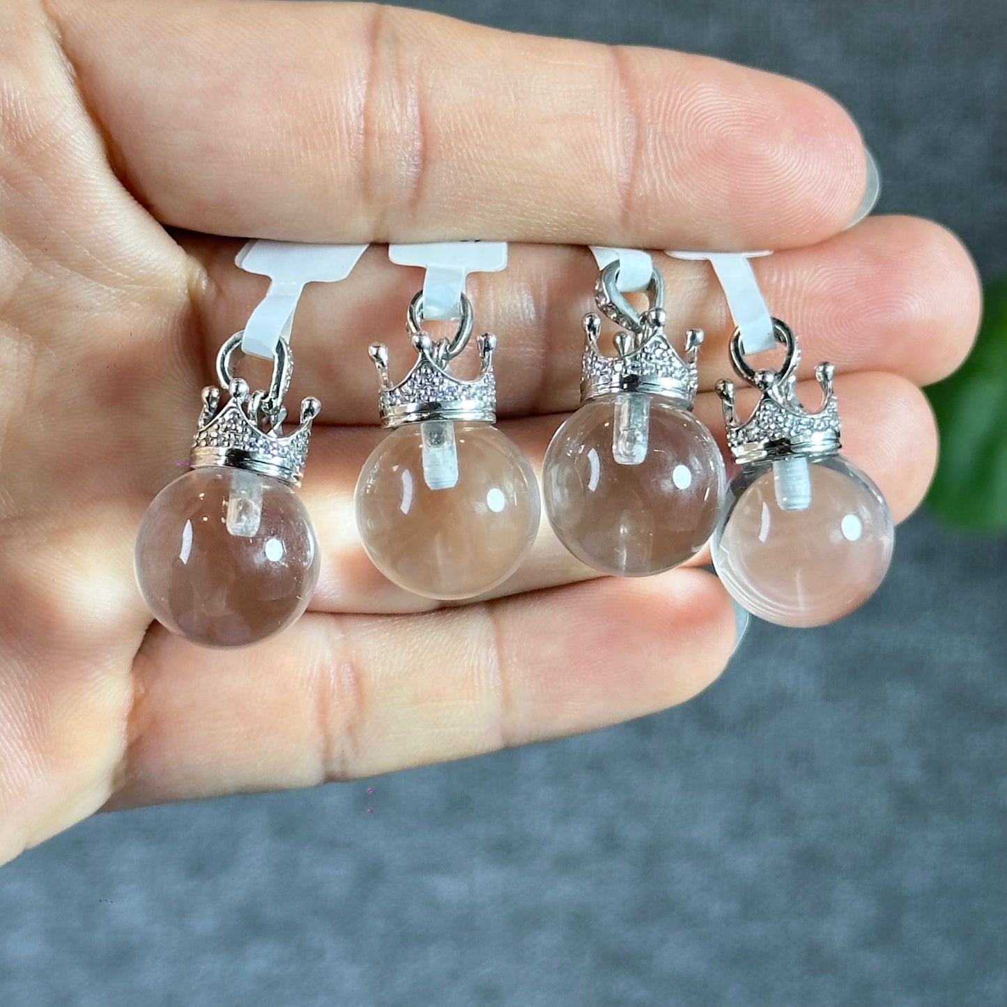 Clear Quartz Pendant with Crown Silver setting