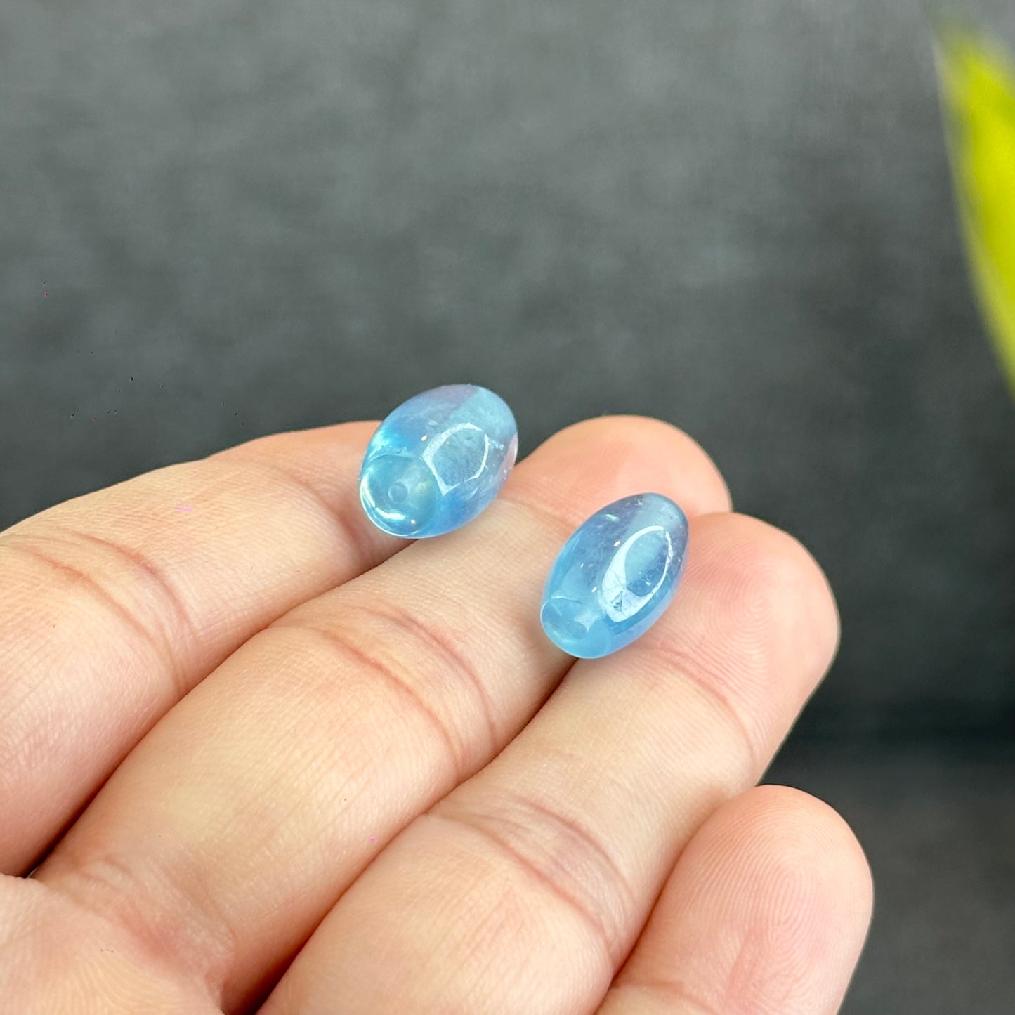 Natural Blue Aquamarine Barrel Charm