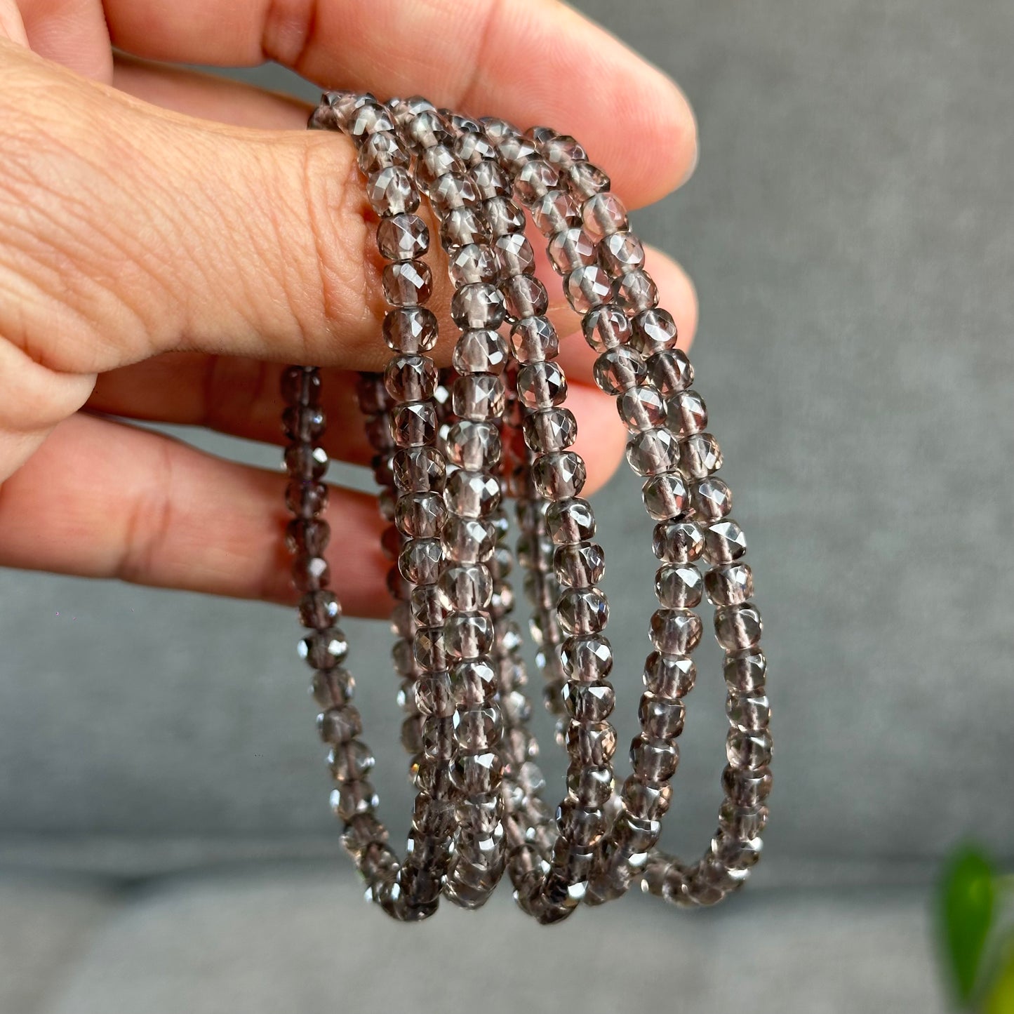 Natural Smokey Quartz Faceted Bracelet Size 4.5 mm