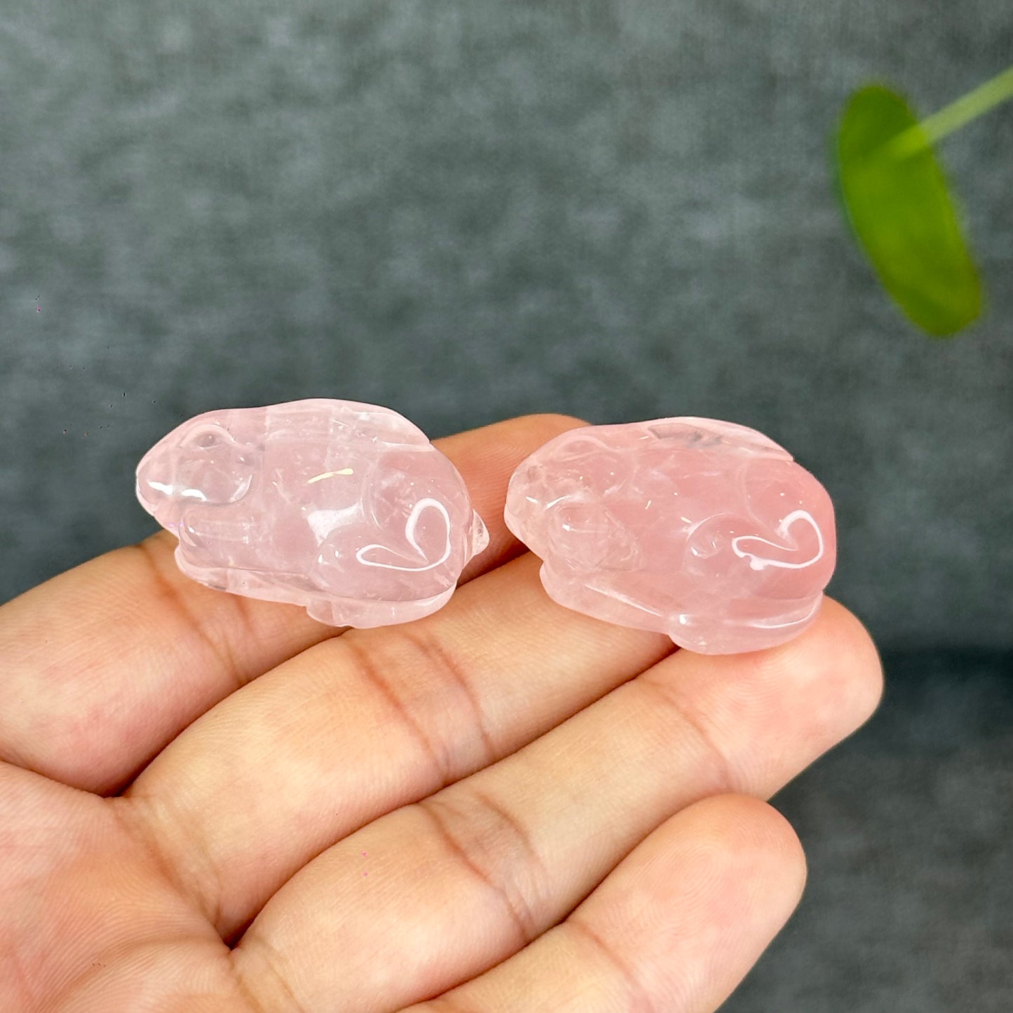 Natural Rose Quartz Bunny Figurine
