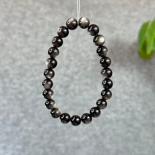 Natural Silver Obsidian VIP Bracelet Size 8 mm