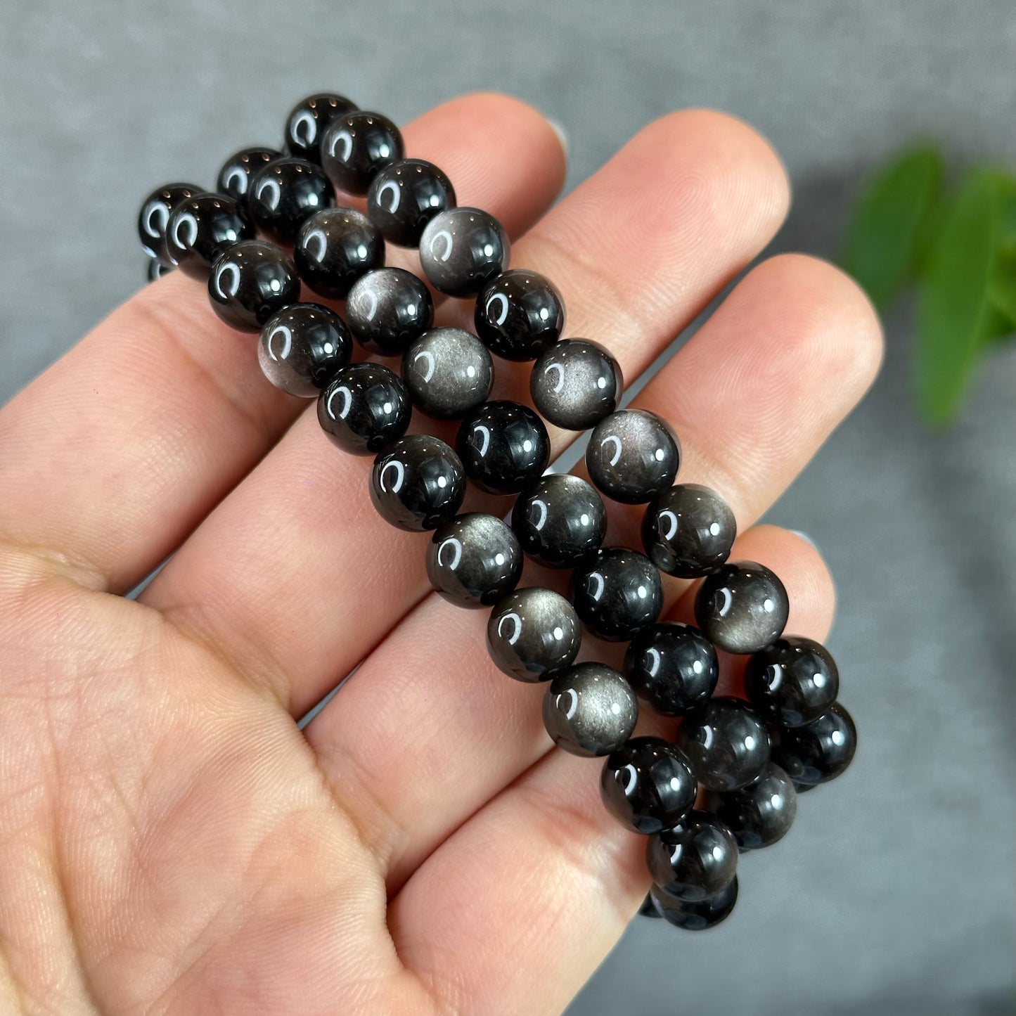 Natural Silver Obsidian VIP Bracelet Size 8 mm