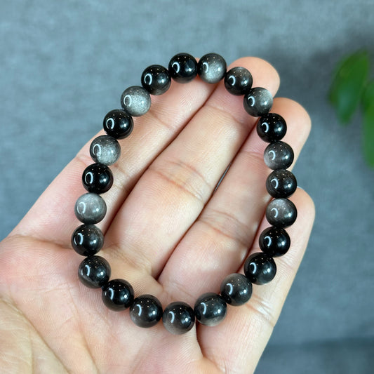 Natural Silver Obsidian Bracelet Size 8 mm