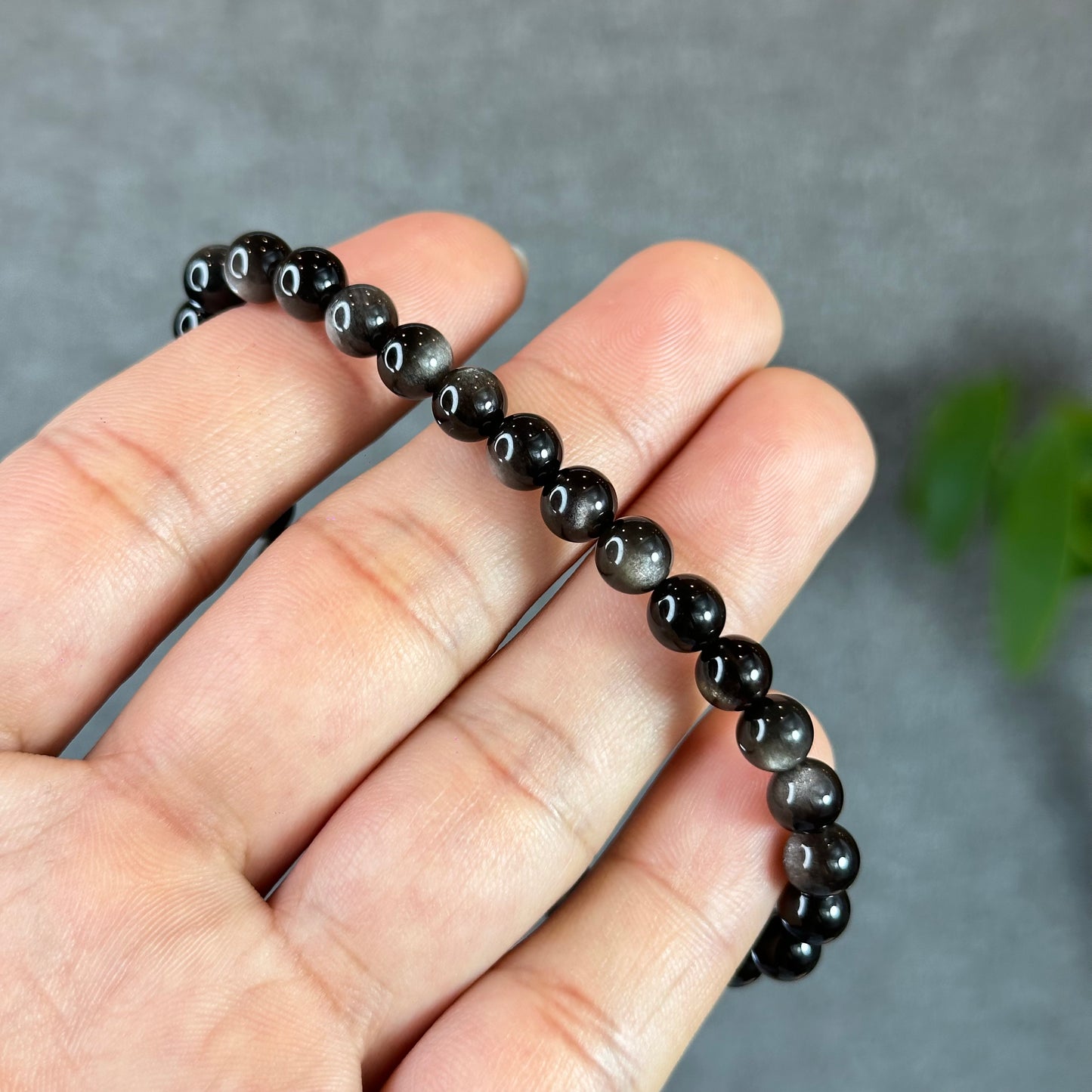 Natural Silver Obsidian Bracelet Size 6 mm