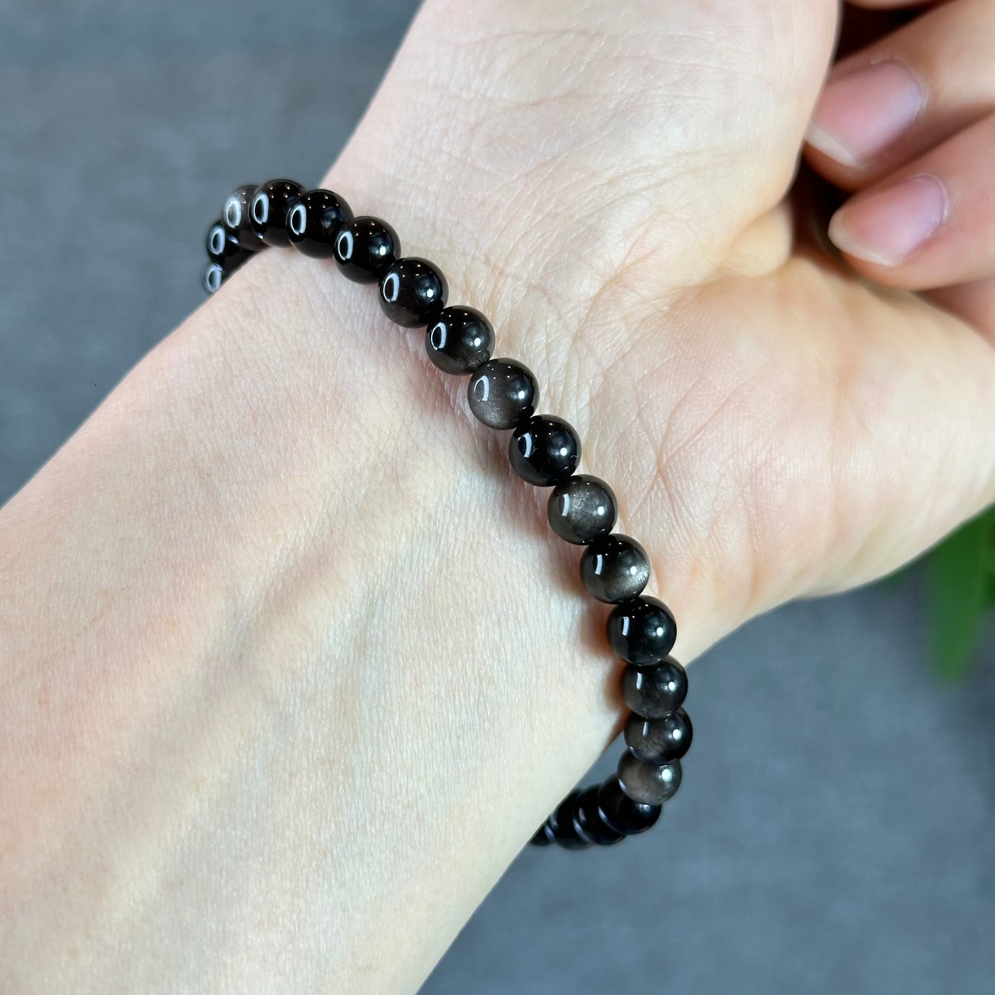 Natural Silver Obsidian Bracelet Size 6 mm