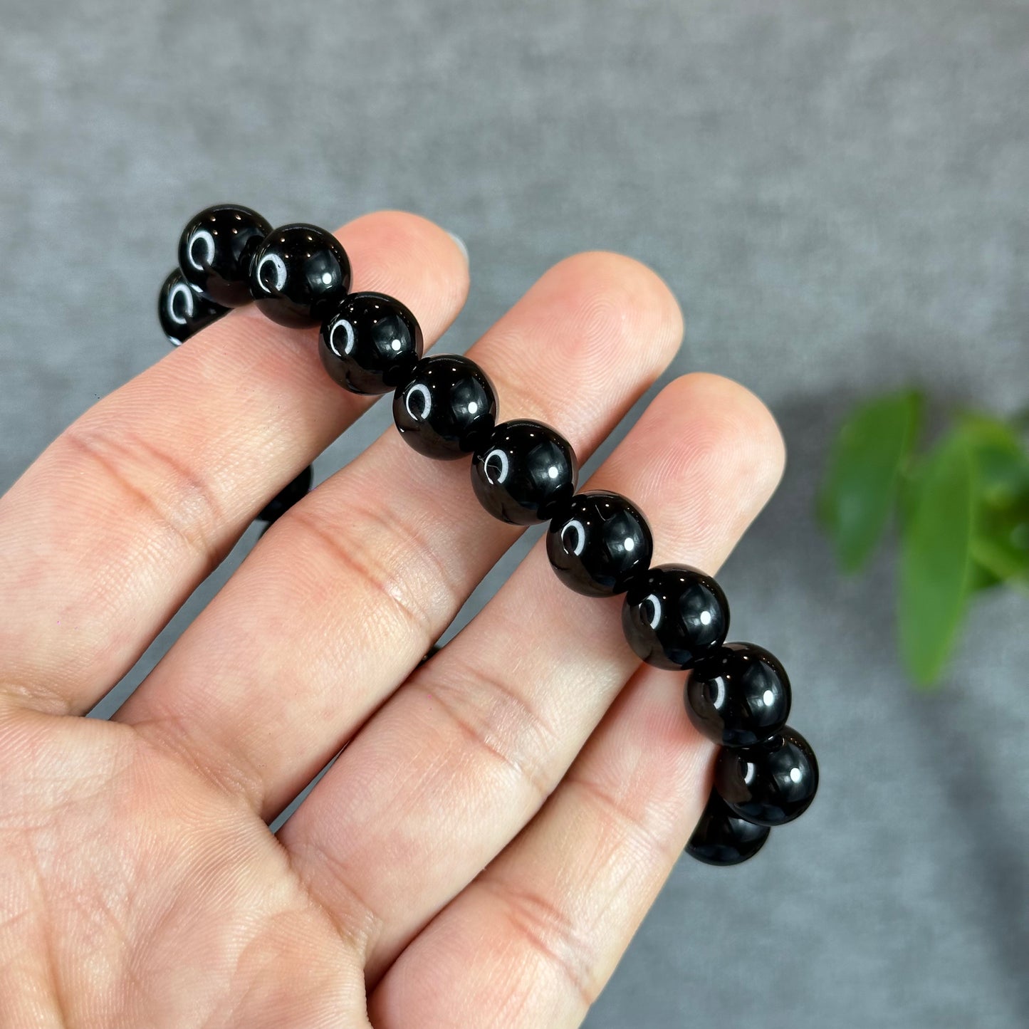 Natural Black Obsidian Bracelet Size 10 mm