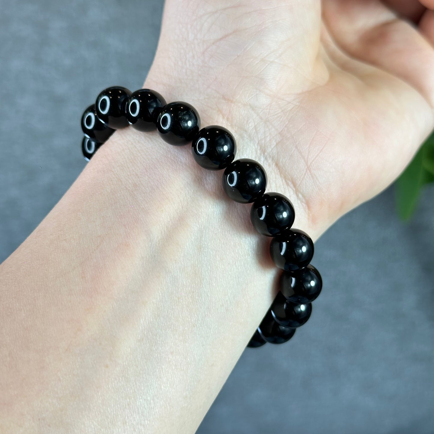 Natural Black Obsidian Bracelet Size 10 mm