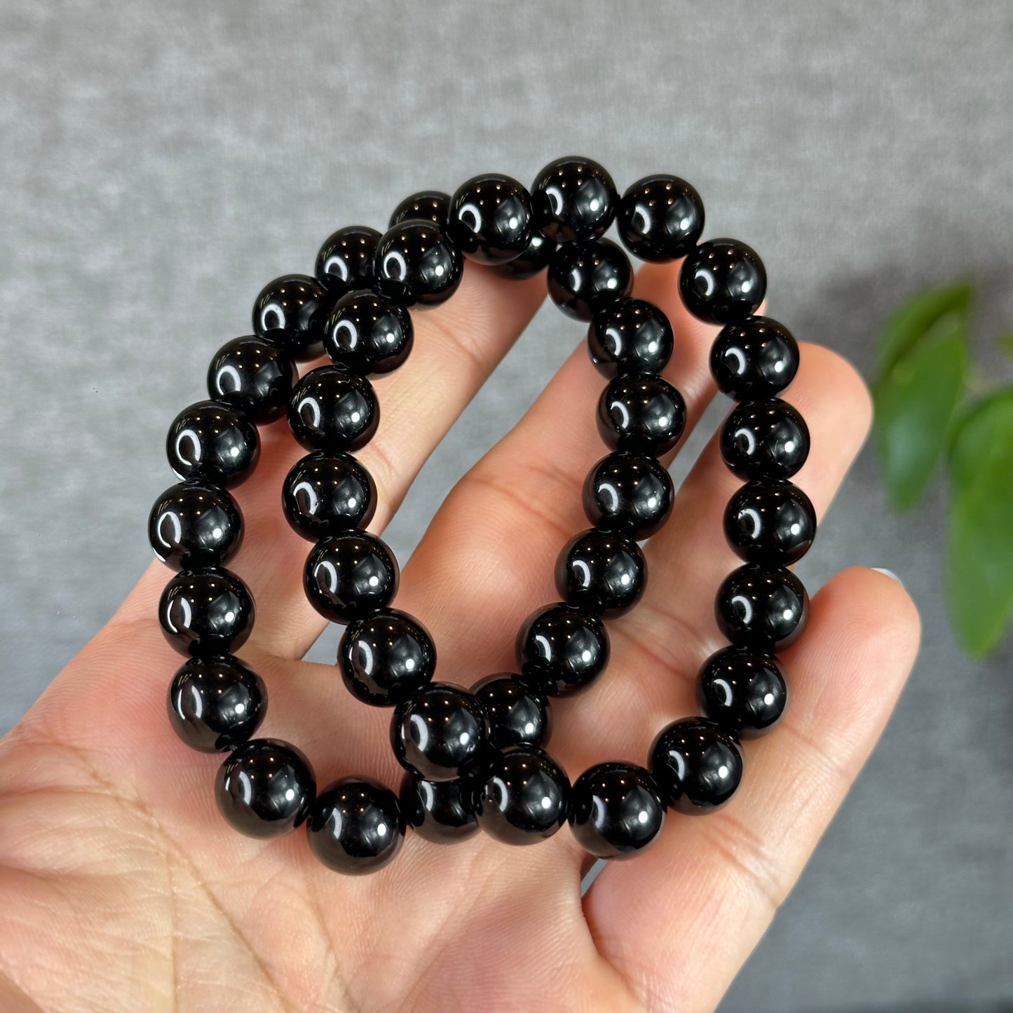 Natural Black Obsidian Bracelet Size 10 mm