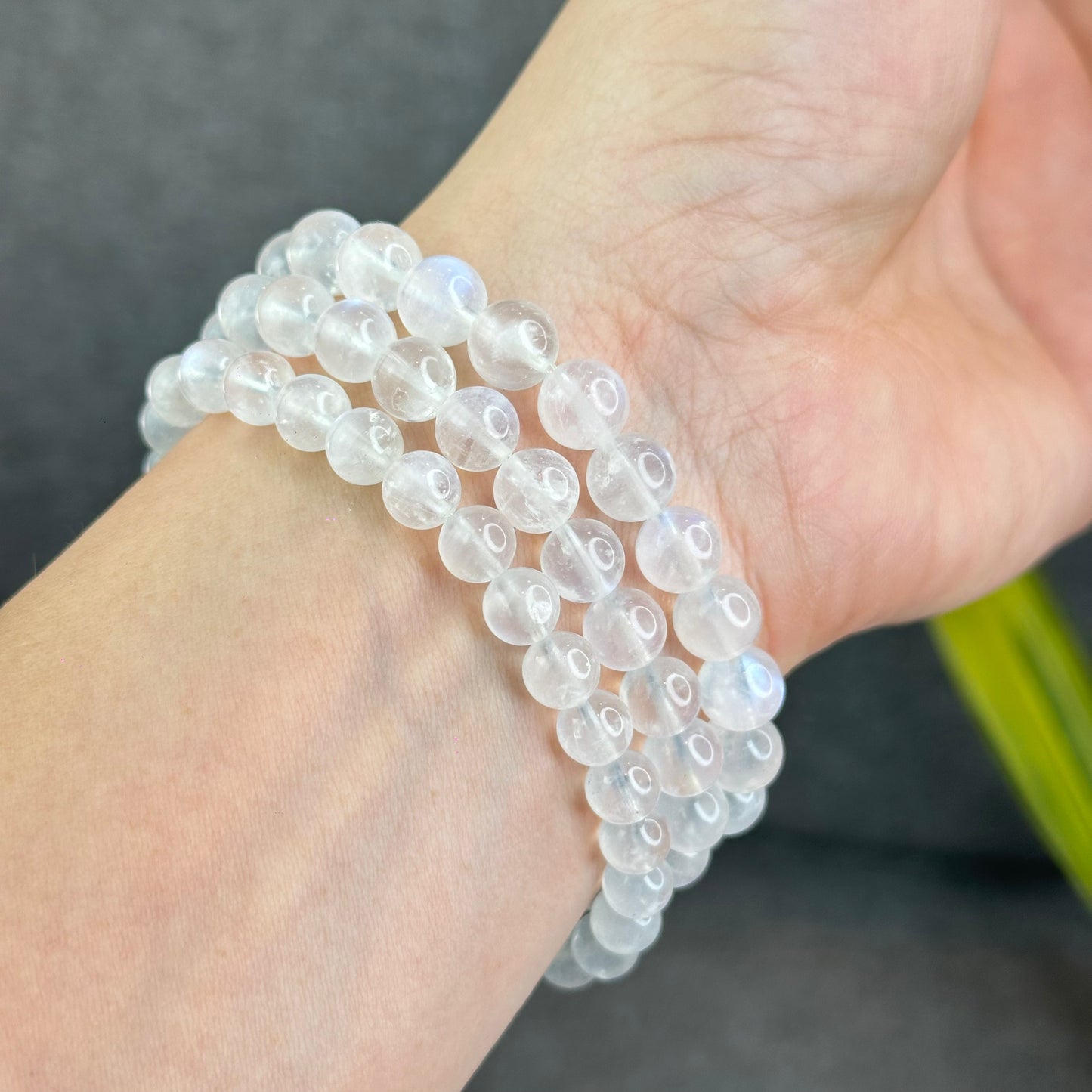 Natural Blue Moonsttone Bracelet Size 6.5 mm