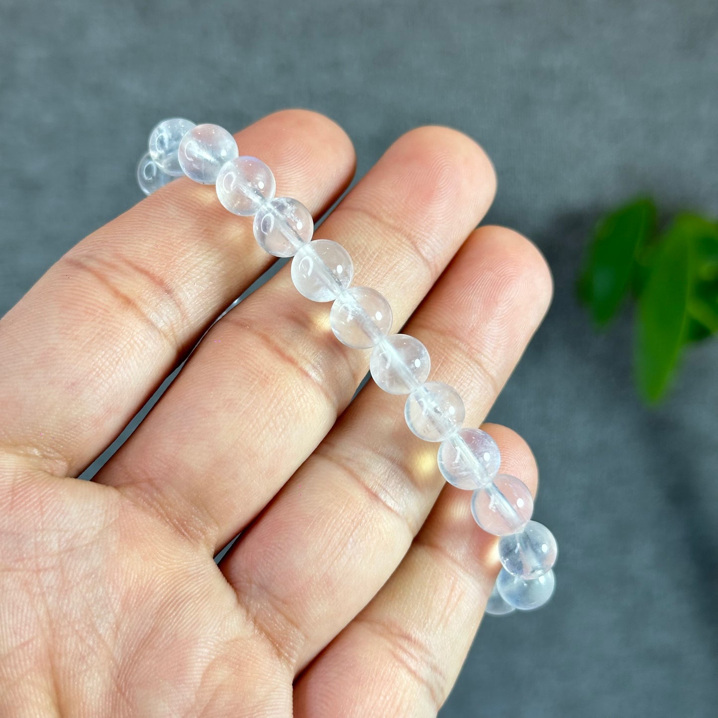 Natural Blue Flash Moonstone Bracelet Size 7.5 mm