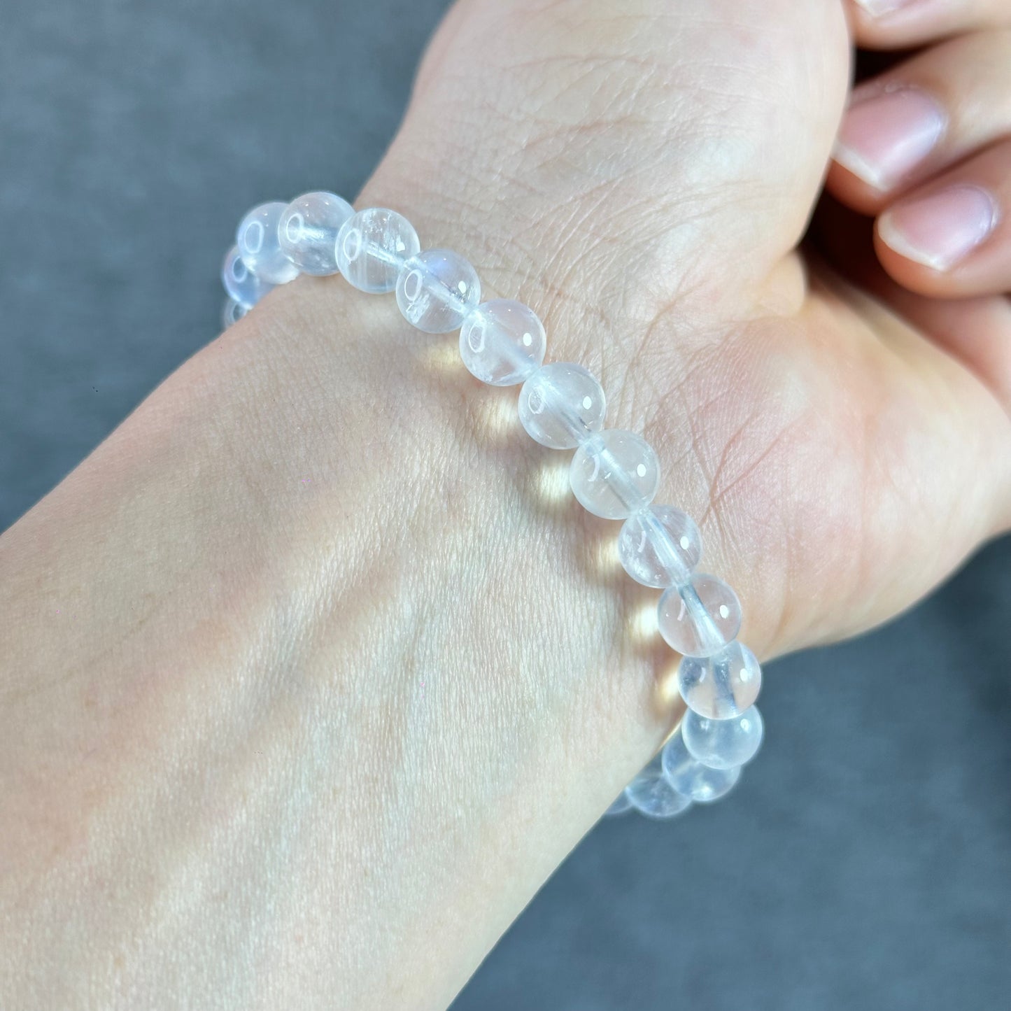 Natural Blue Flash Moonstone Bracelet Size 7.5 mm