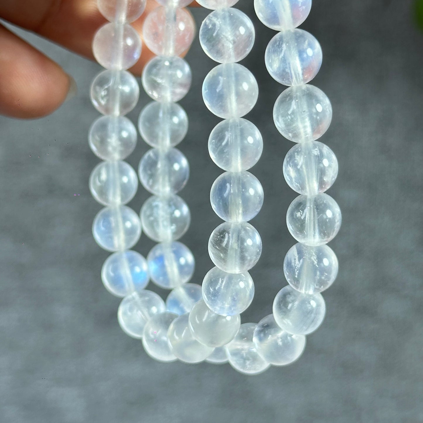 Natural Blue Flash Moonstone Bracelet Size 7.5 mm