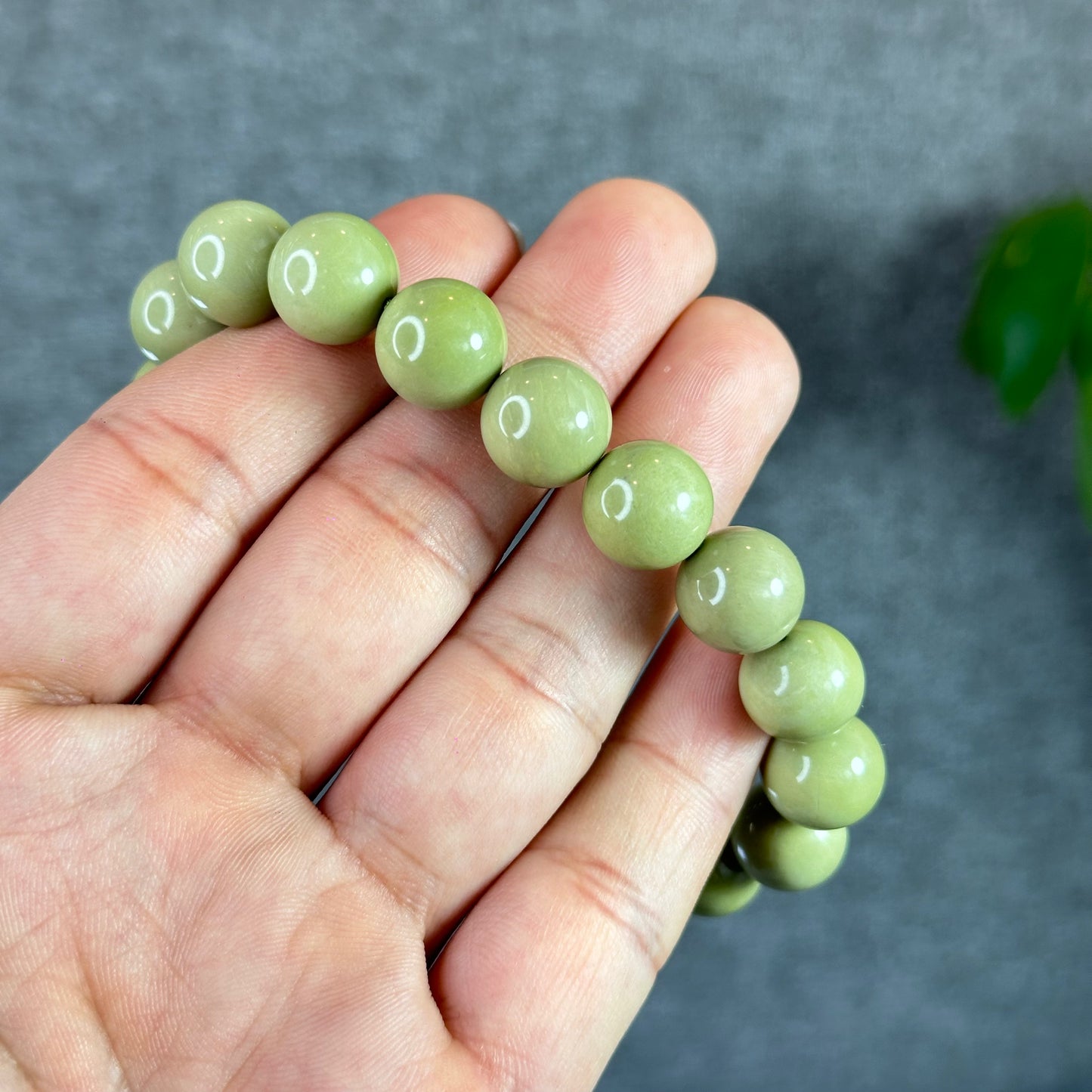Natural Pastel Green Alashan Agate Bracelet Size 11.8 mm