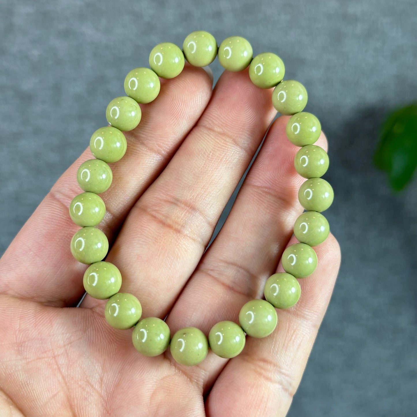 Natural Pastel Green Alashan Agate Bracelet Size 8 mm
