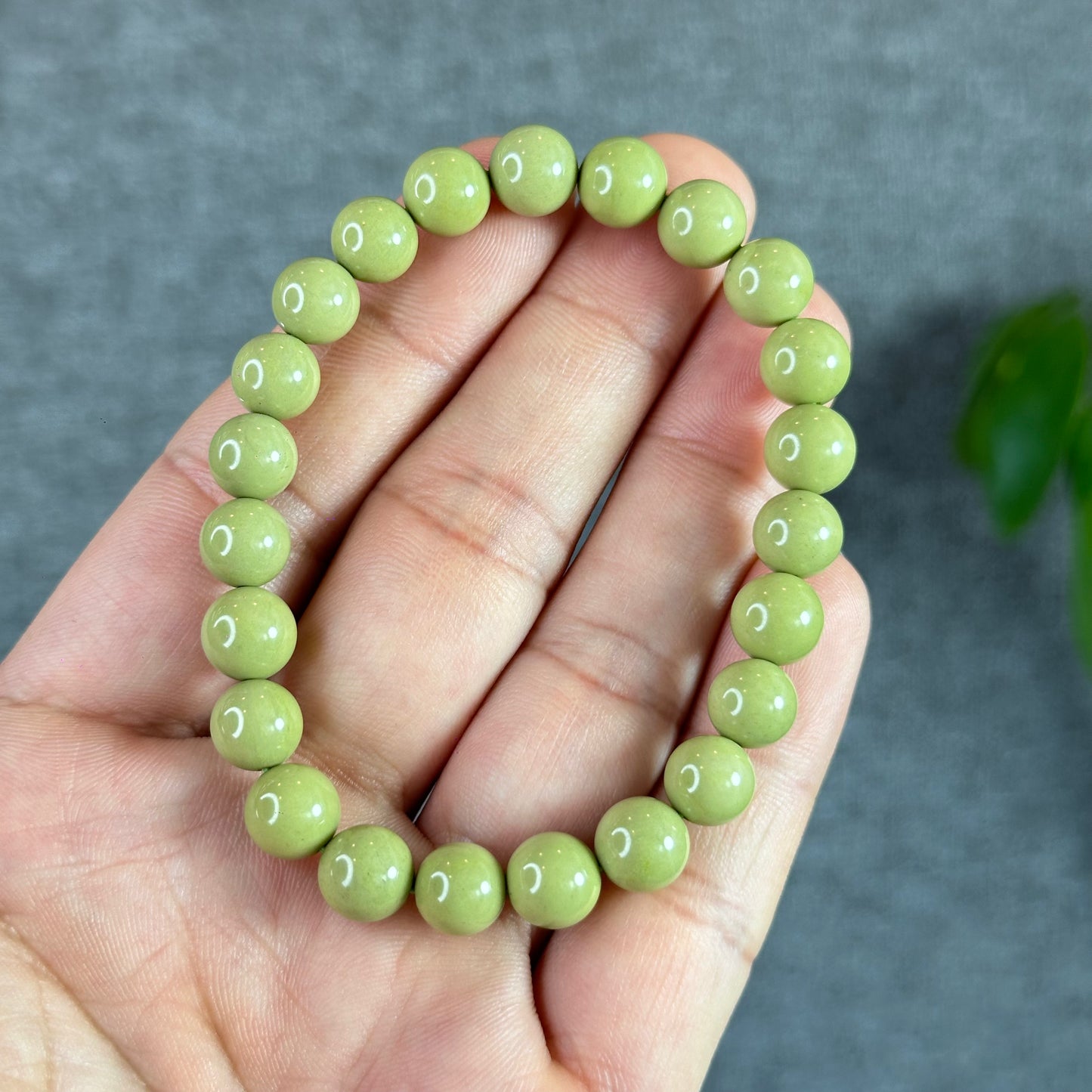 Natural Pastel Green Alashan Agate Bracelet Size 8 mm