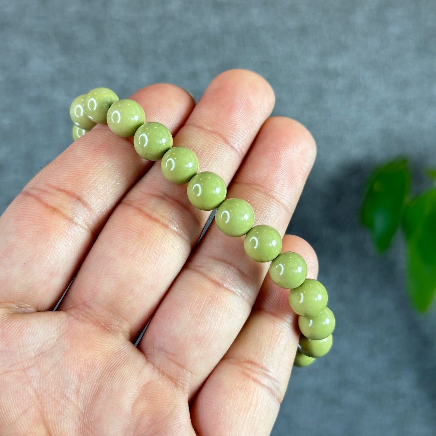 Natural Pastel Green Alashan Agate Bracelet Size 8 mm