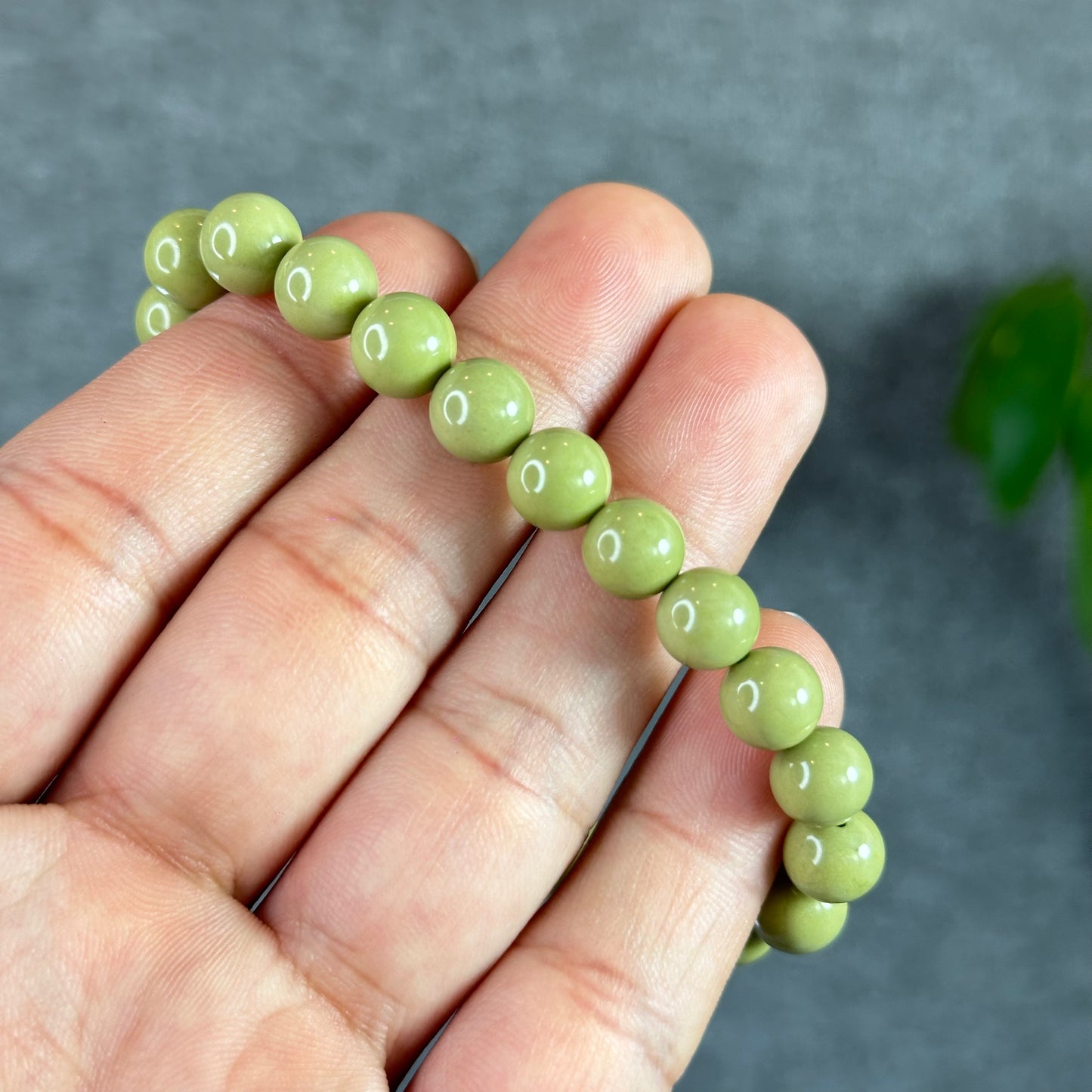 Natural Pastel Green Alashan Agate Bracelet Size 8 mm