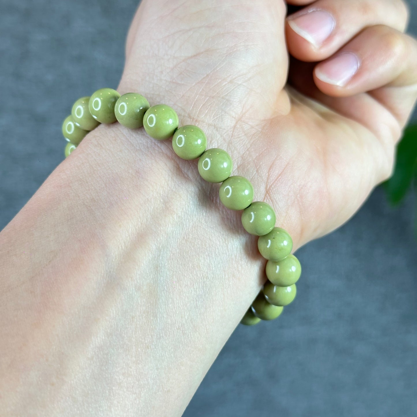 Natural Pastel Green Alashan Agate Bracelet Size 8 mm