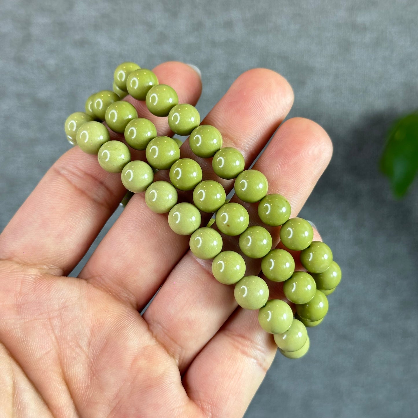 Natural Pastel Green Alashan Agate Bracelet Size 8 mm