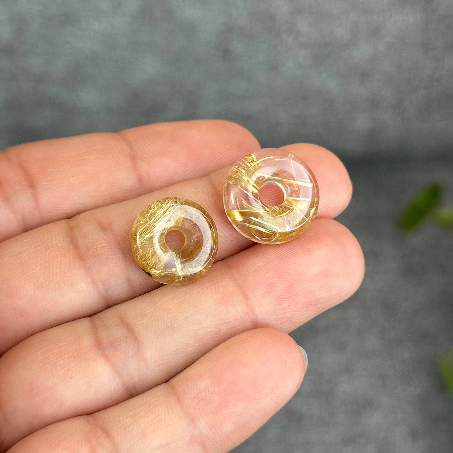 Natural Golden Rutilated Quartz Donut Charm