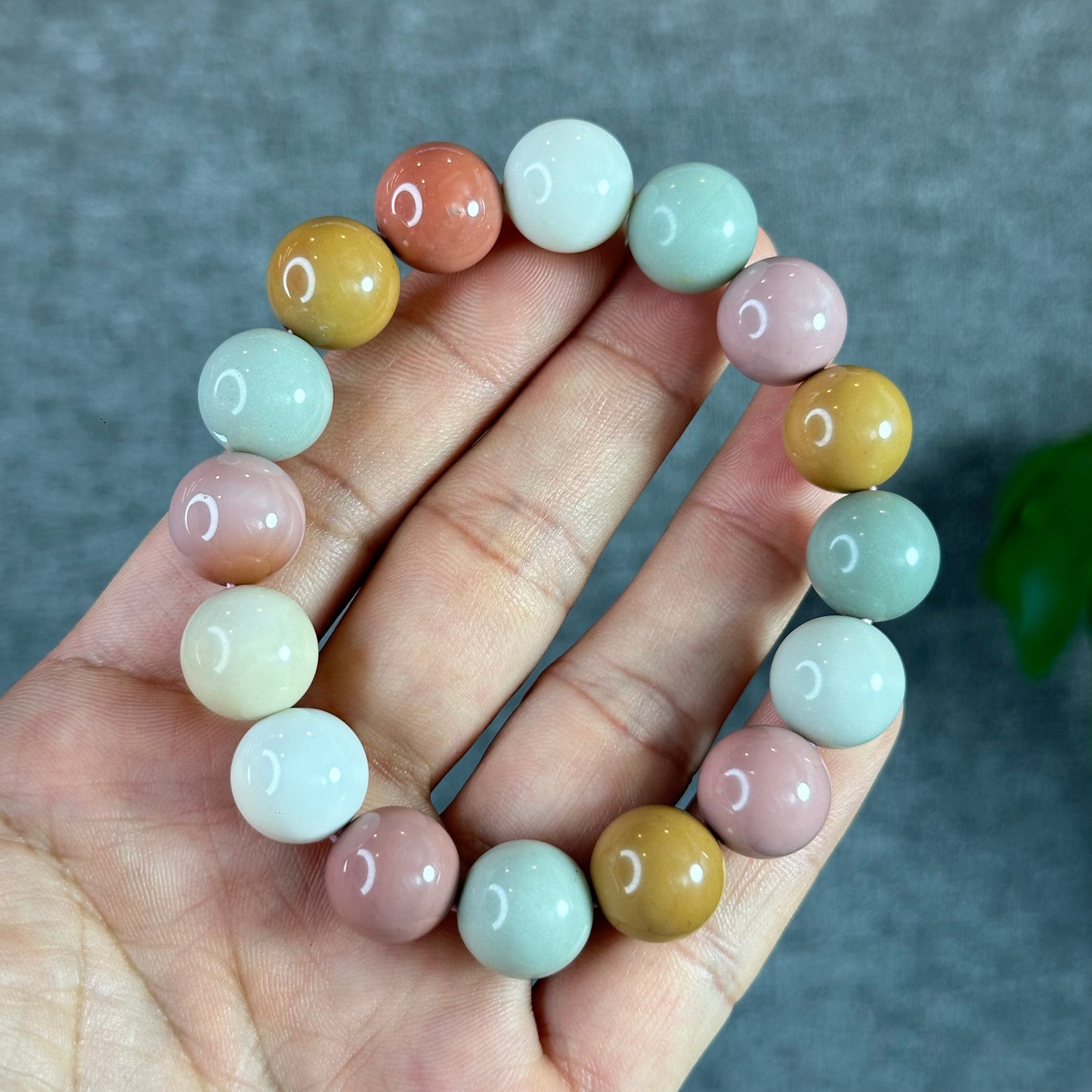 Natural Pastel Multi Colour Alashan Agate Bracelet Size 13 mm