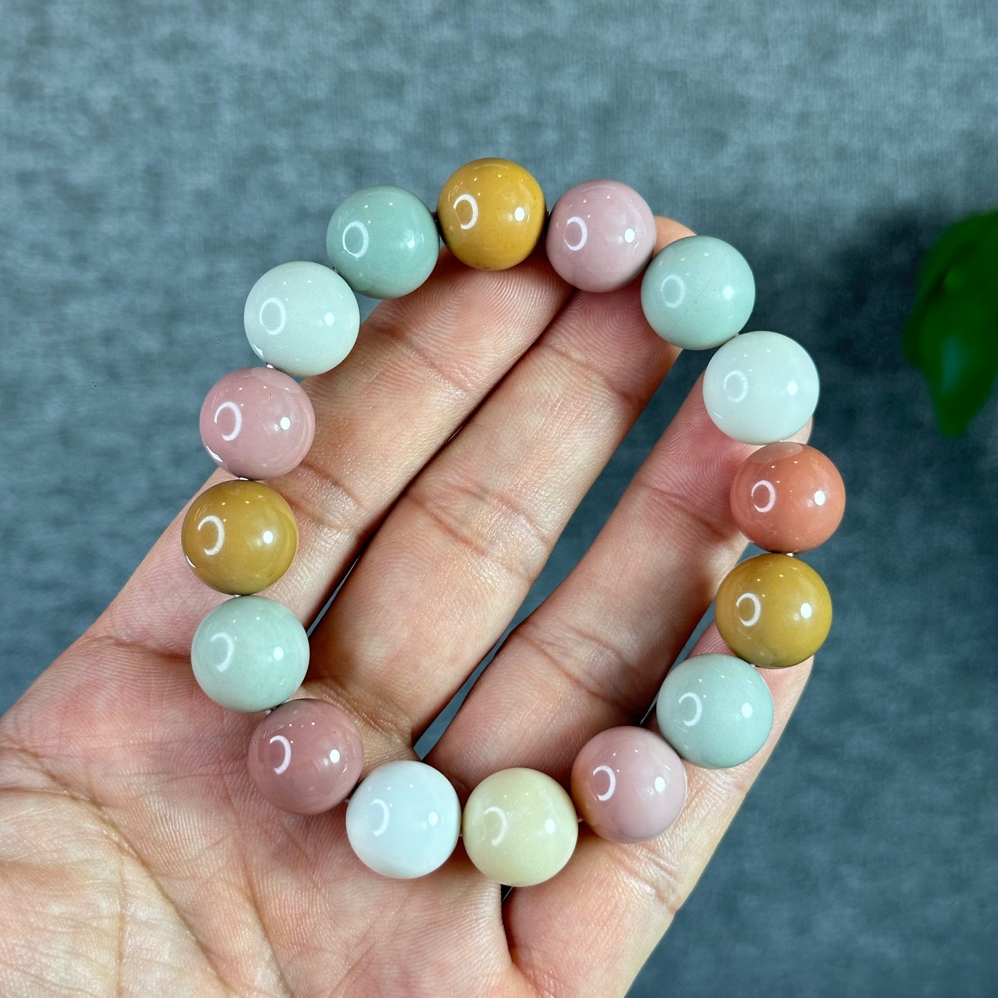 Natural Pastel Multi Colour Alashan Agate Bracelet Size 13 mm