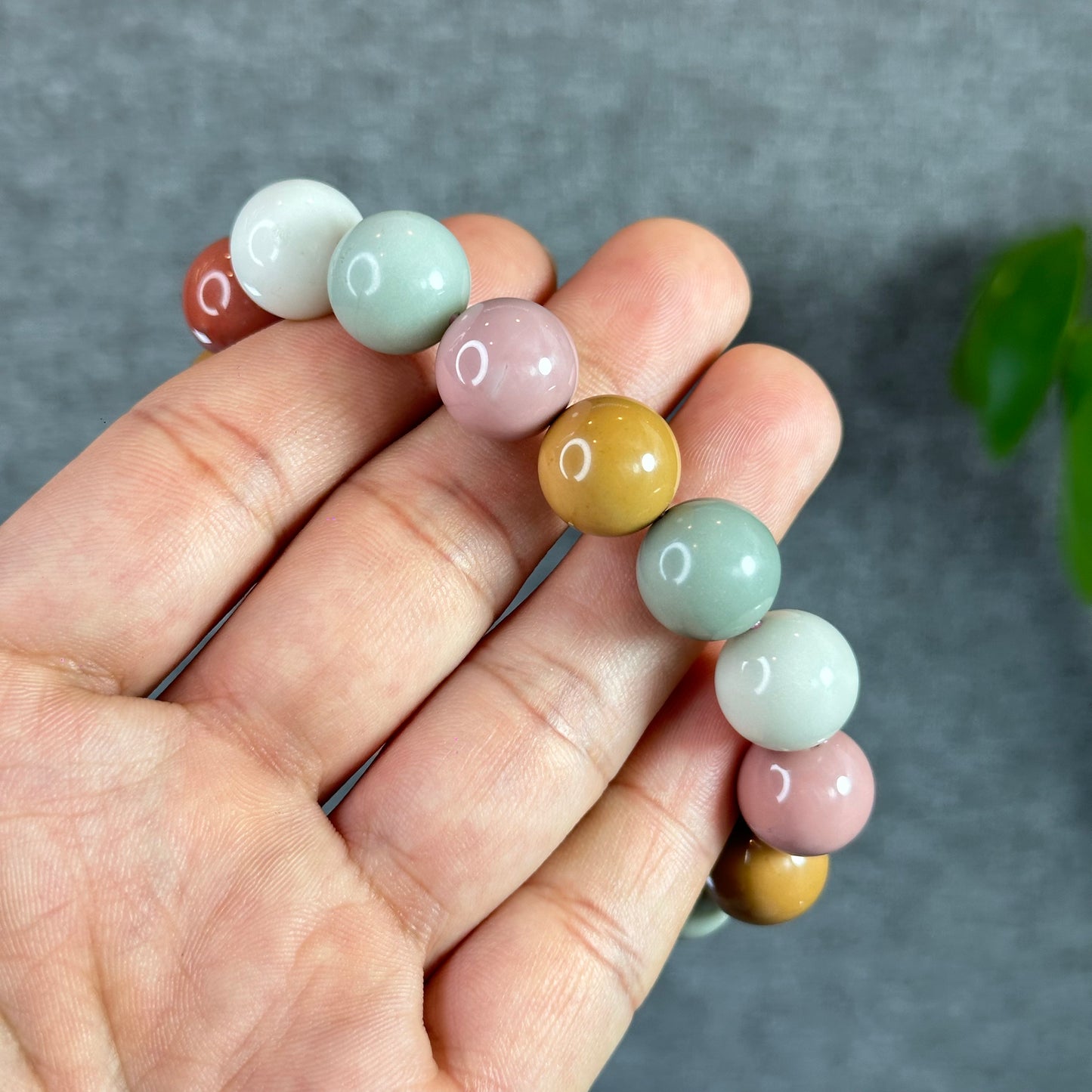Natural Pastel Multi Colour Alashan Agate Bracelet Size 13 mm