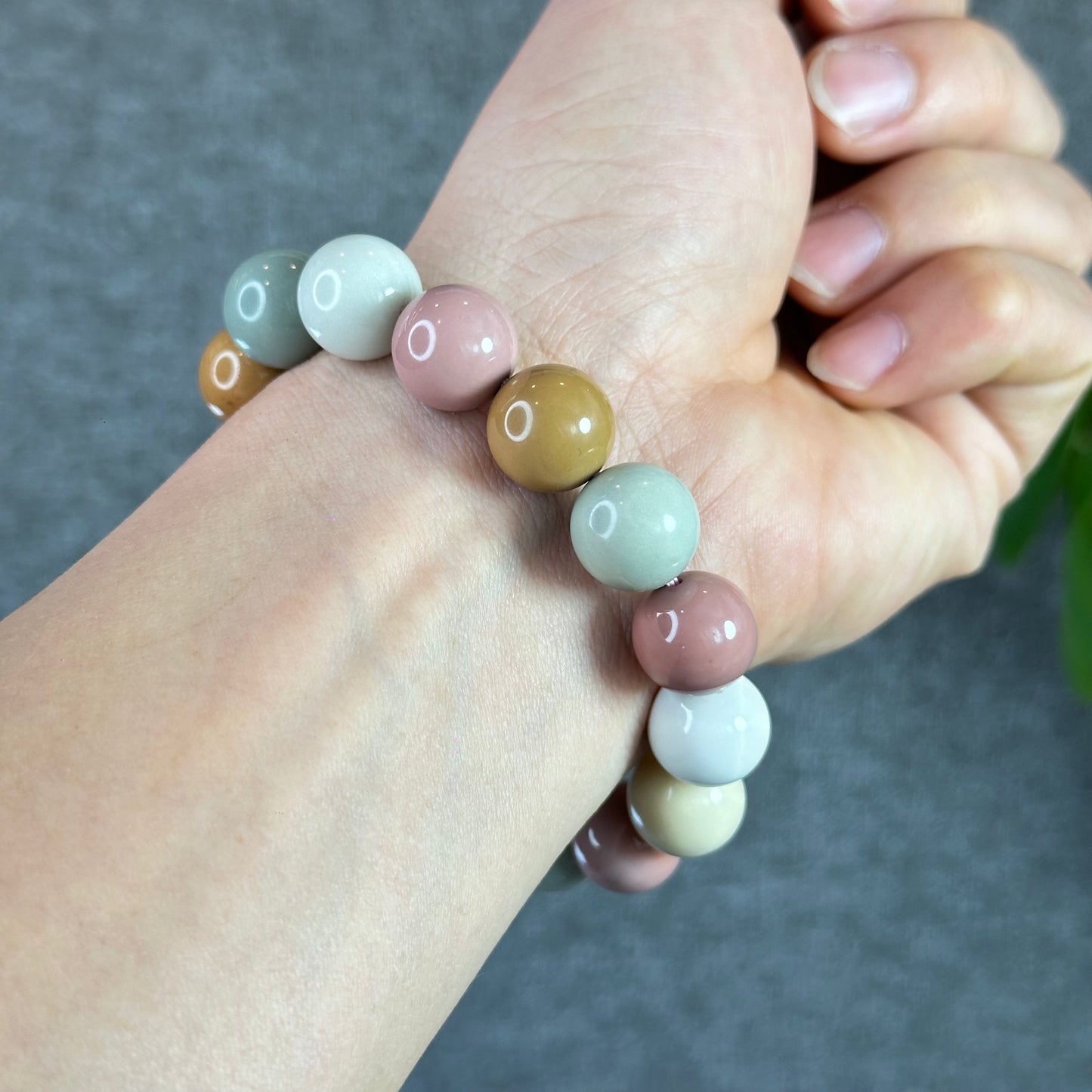 Natural Pastel Multi Colour Alashan Agate Bracelet Size 13 mm