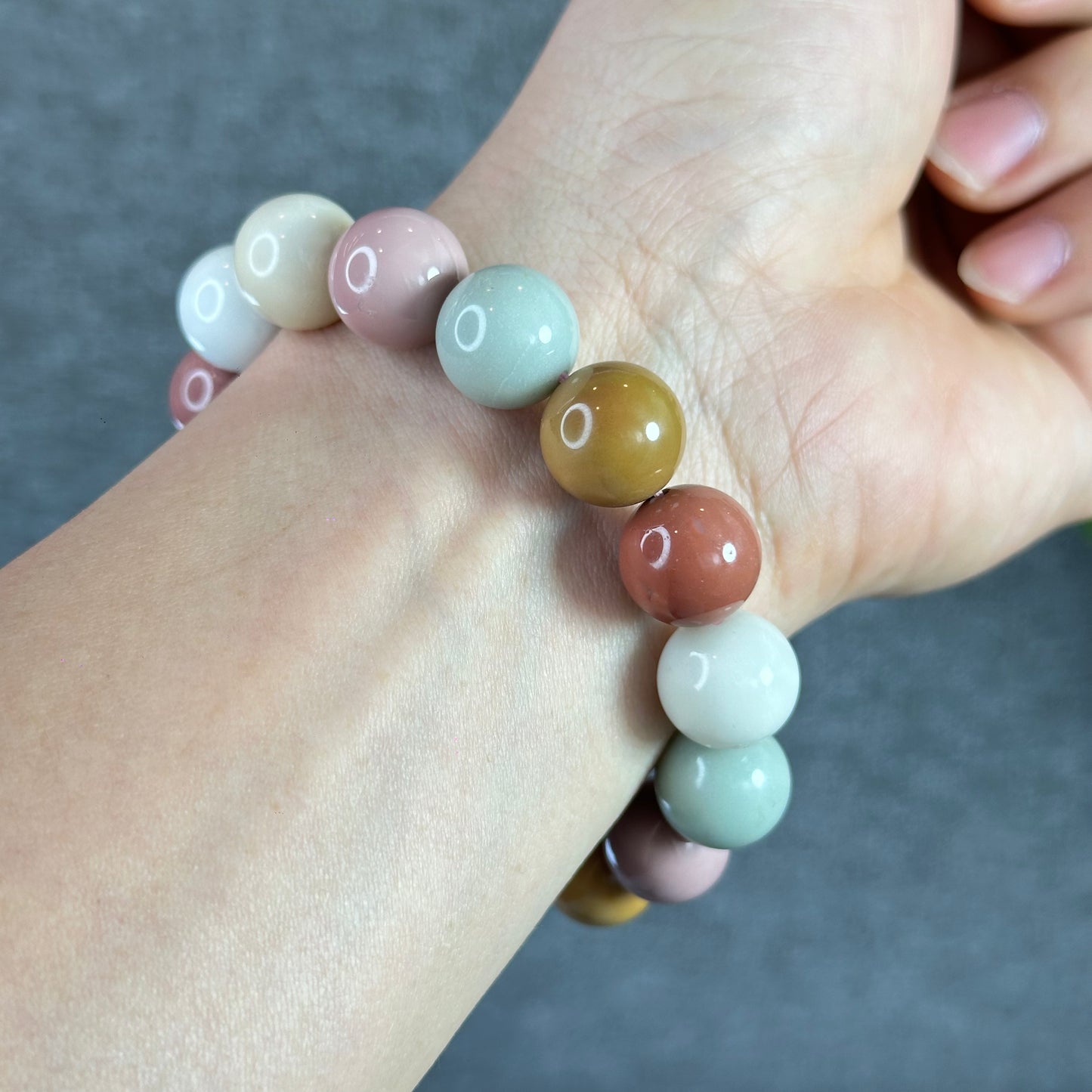 Natural Pastel Multi Colour Alashan Agate Bracelet Size 13 mm