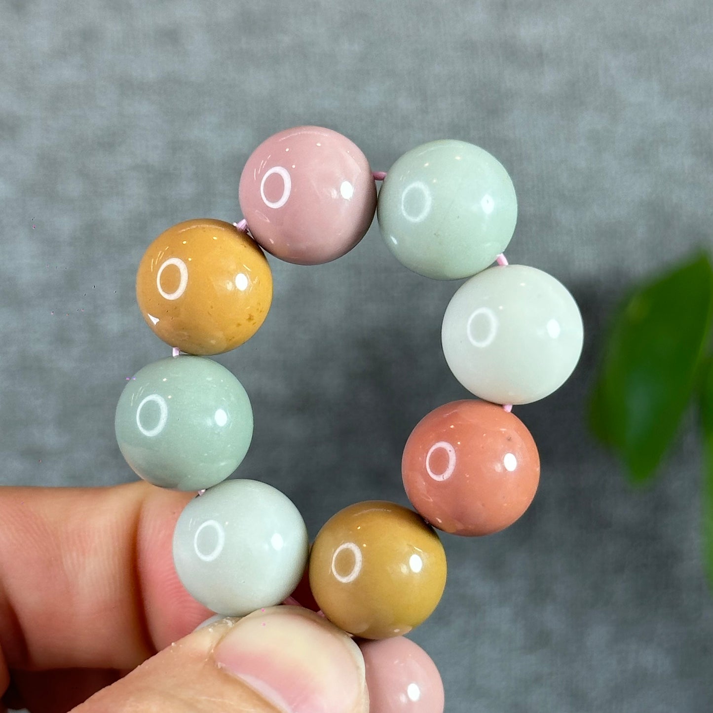 Natural Pastel Multi Colour Alashan Agate Bracelet Size 13 mm