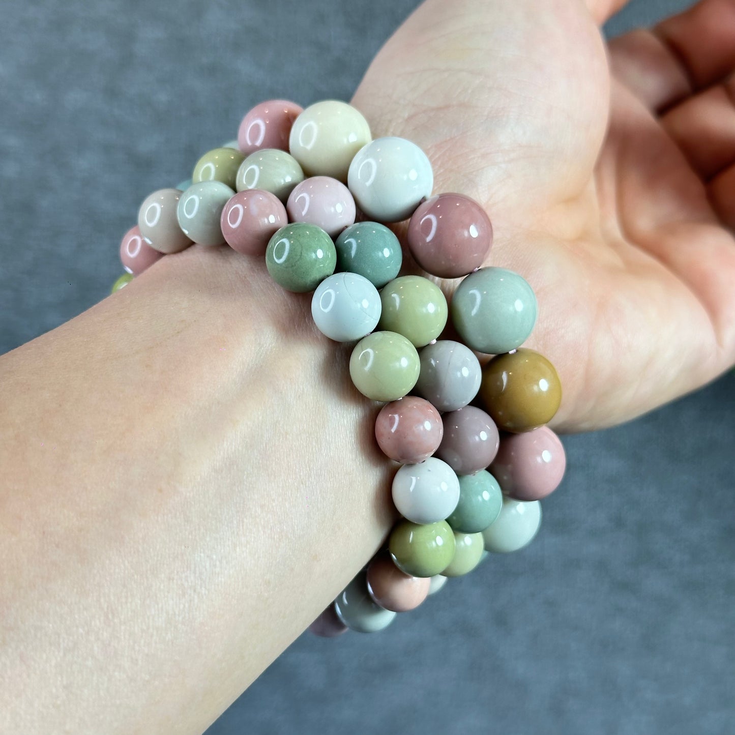Natural Pastel Multi Colour Alashan Agate Bracelet Size 13 mm