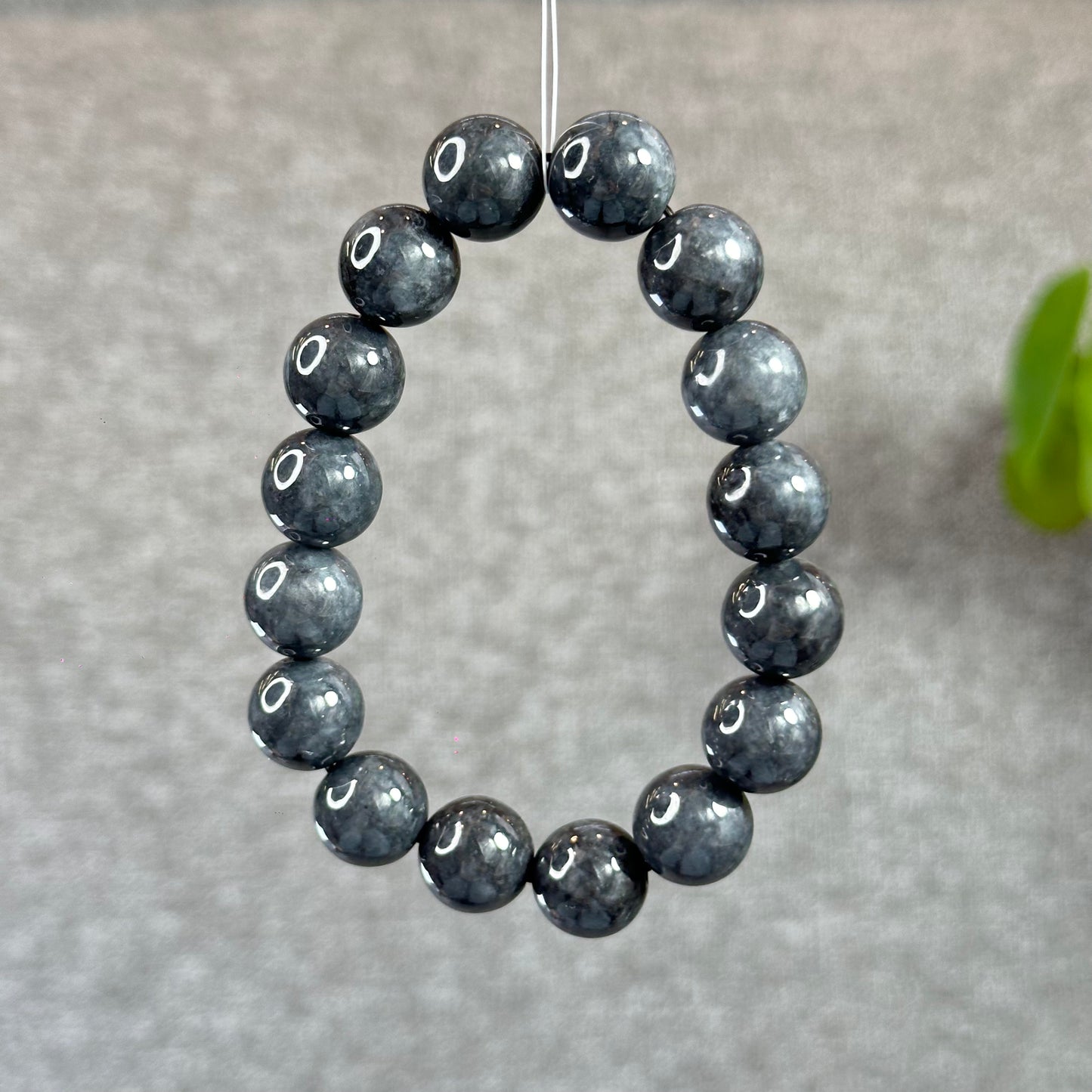 Natural Black Jadeite Jade Bracelet Size 12.5 mm
