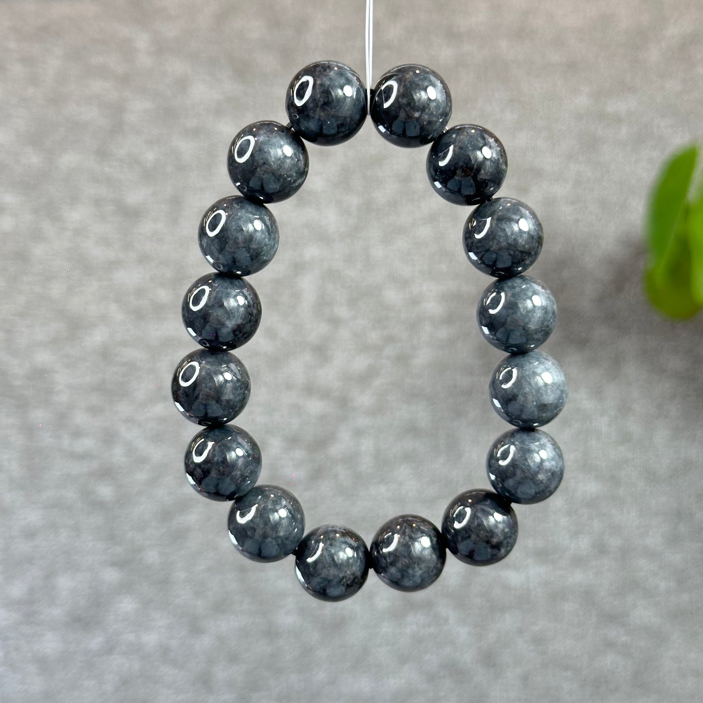 Natural Black Jadeite Jade Bracelet Size 12.5 mm