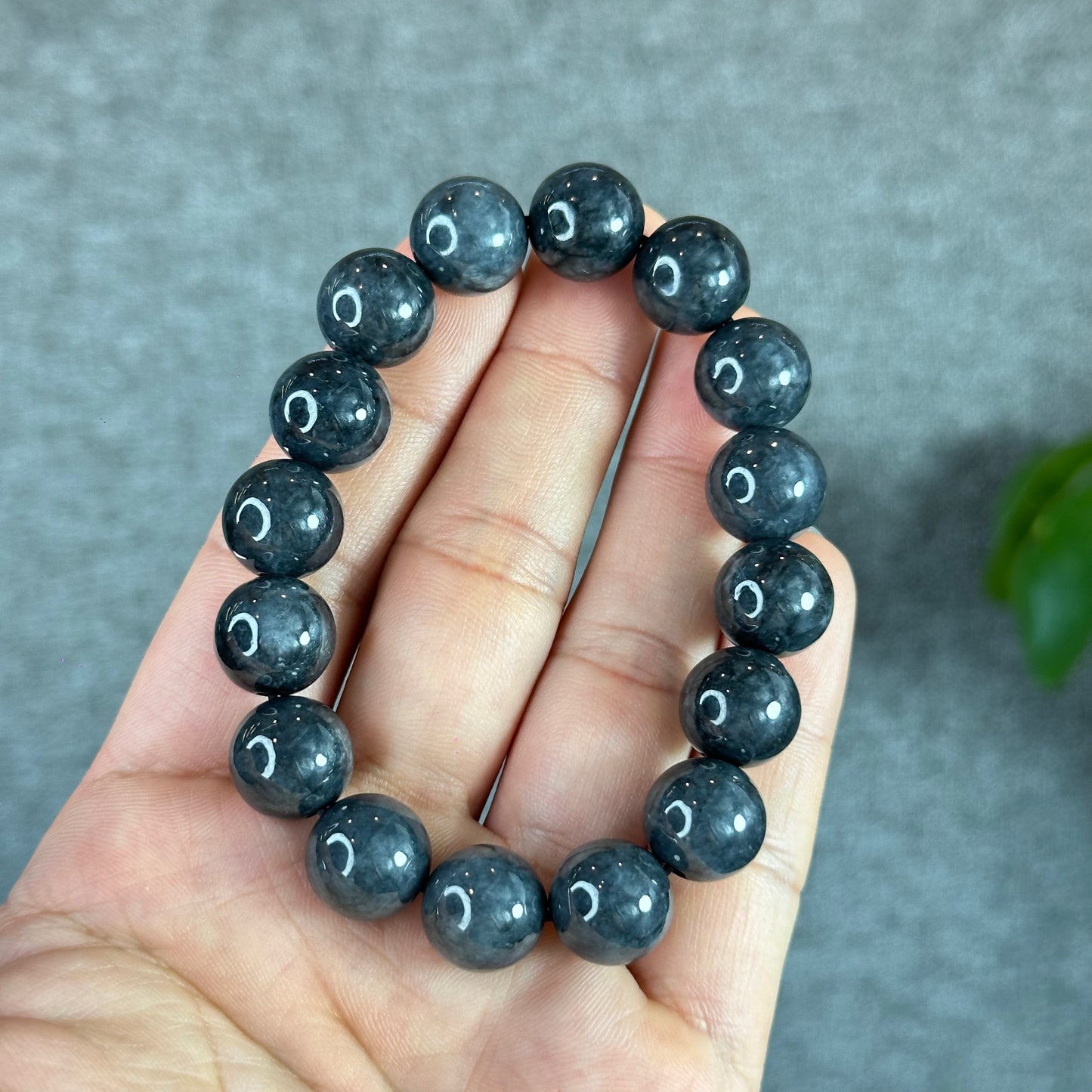 Natural Black Jadeite Jade Bracelet Size 12.5 mm