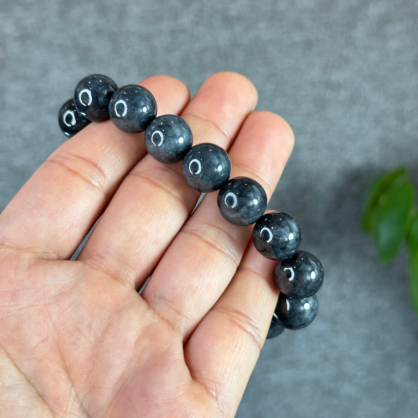 Natural Black Jadeite Jade Bracelet Size 12.5 mm