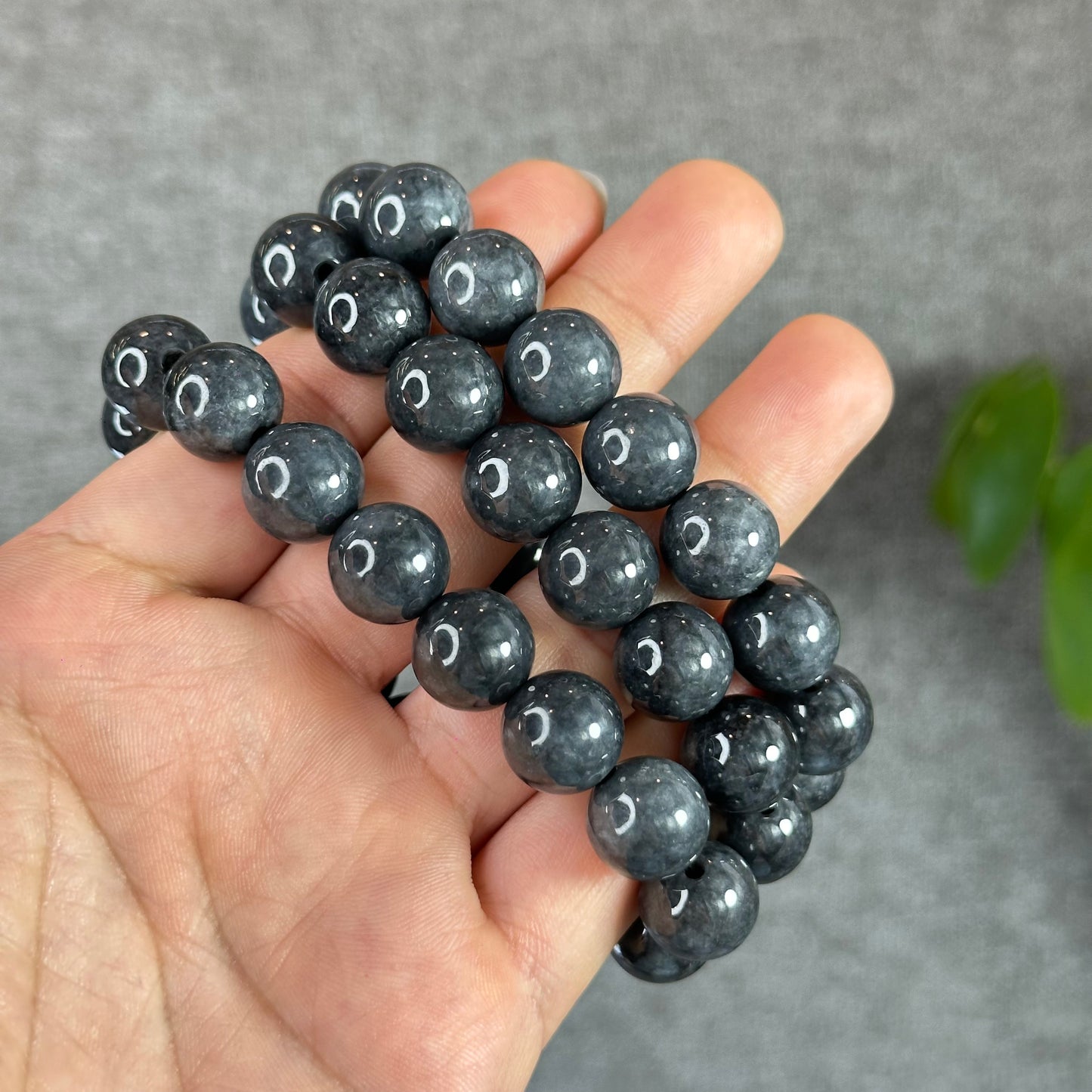 Natural Black Jadeite Jade Bracelet Size 12.5 mm