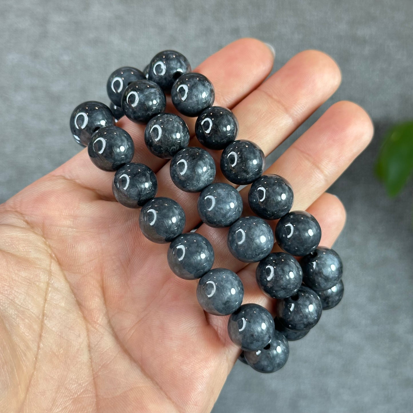 Natural Black Jadeite Jade Bracelet Size 12.5 mm