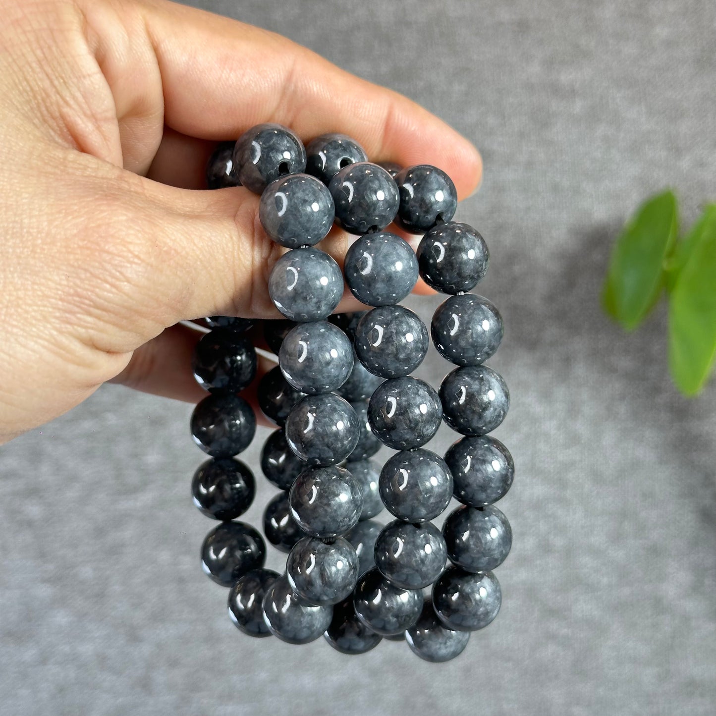 Natural Black Jadeite Jade Bracelet Size 12.5 mm