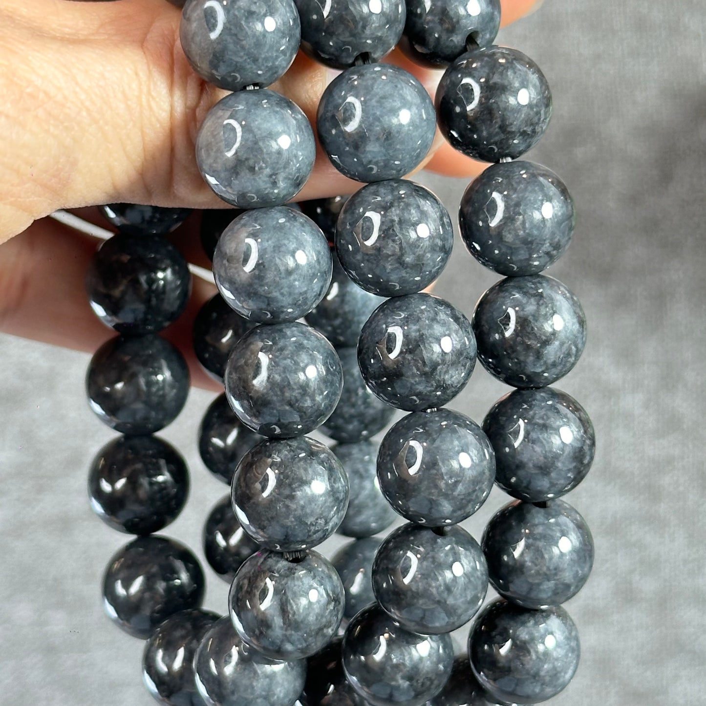 Natural Black Jadeite Jade Bracelet Size 12.5 mm