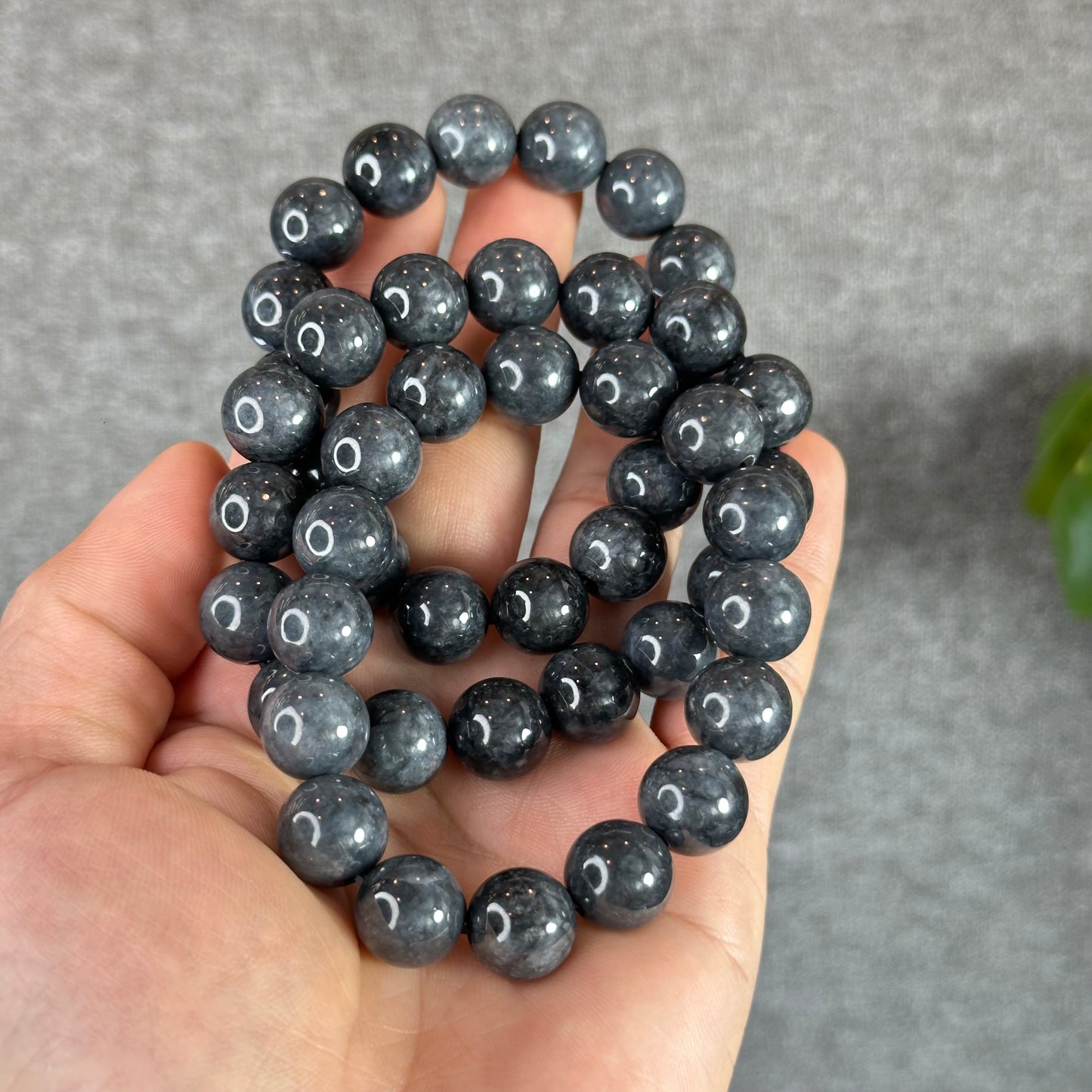 Natural Black Jadeite Jade Bracelet Size 12.5 mm