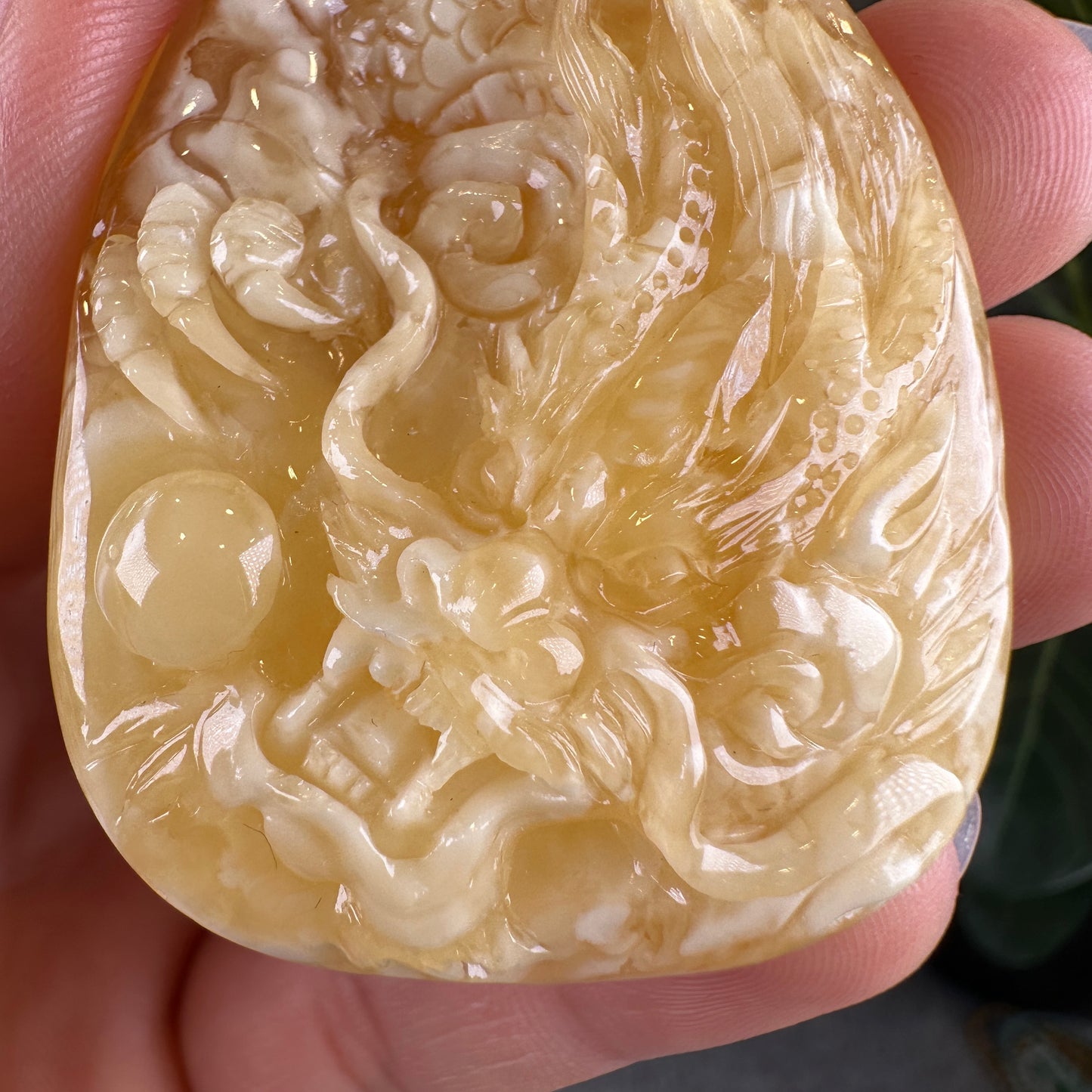 Natural Dragon Amber Pendant with Gem Review Certificate