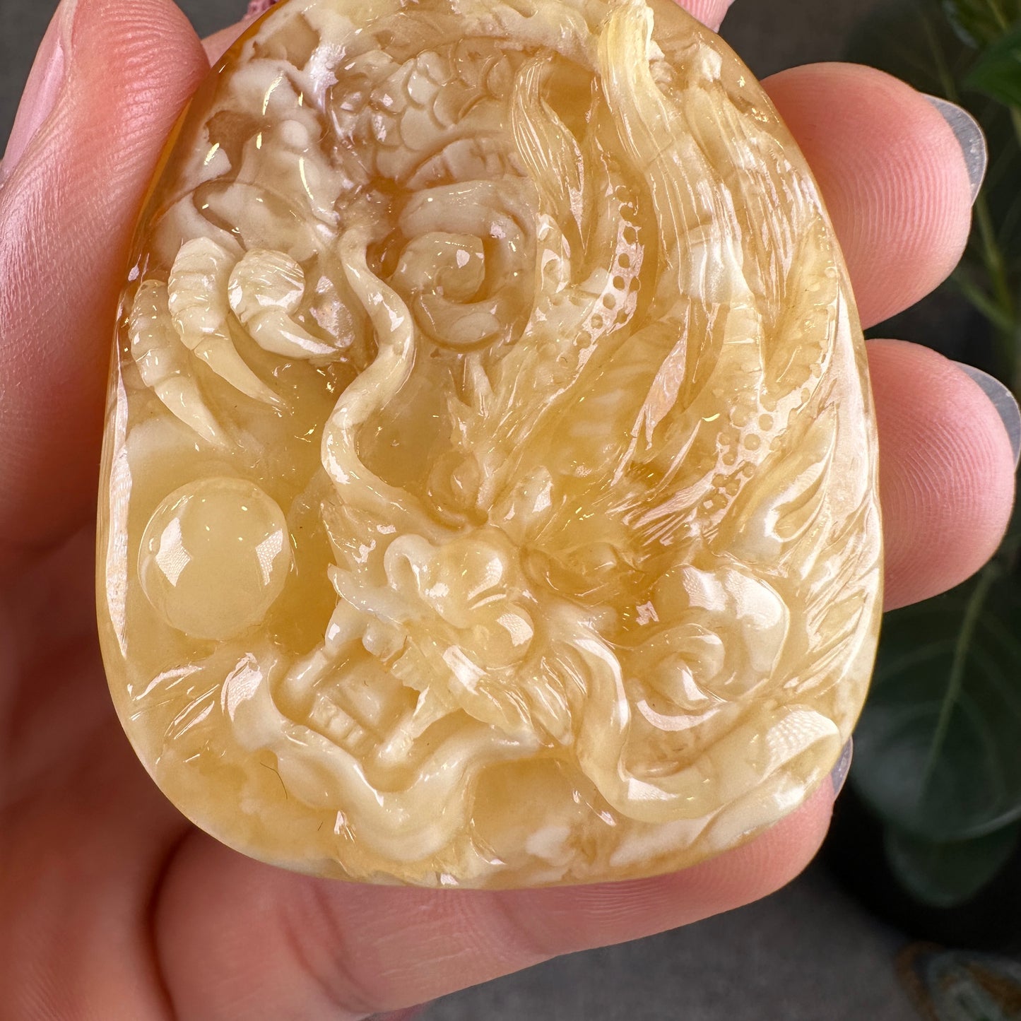 Natural Dragon Amber Pendant with Gem Review Certificate