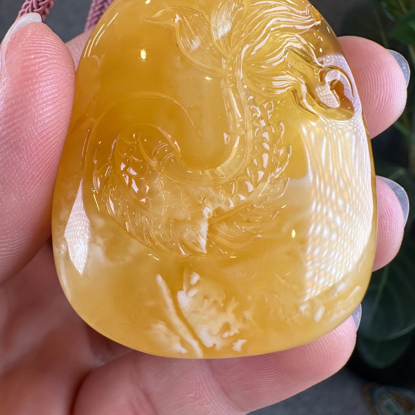 Natural Dragon Amber Pendant with Gem Review Certificate