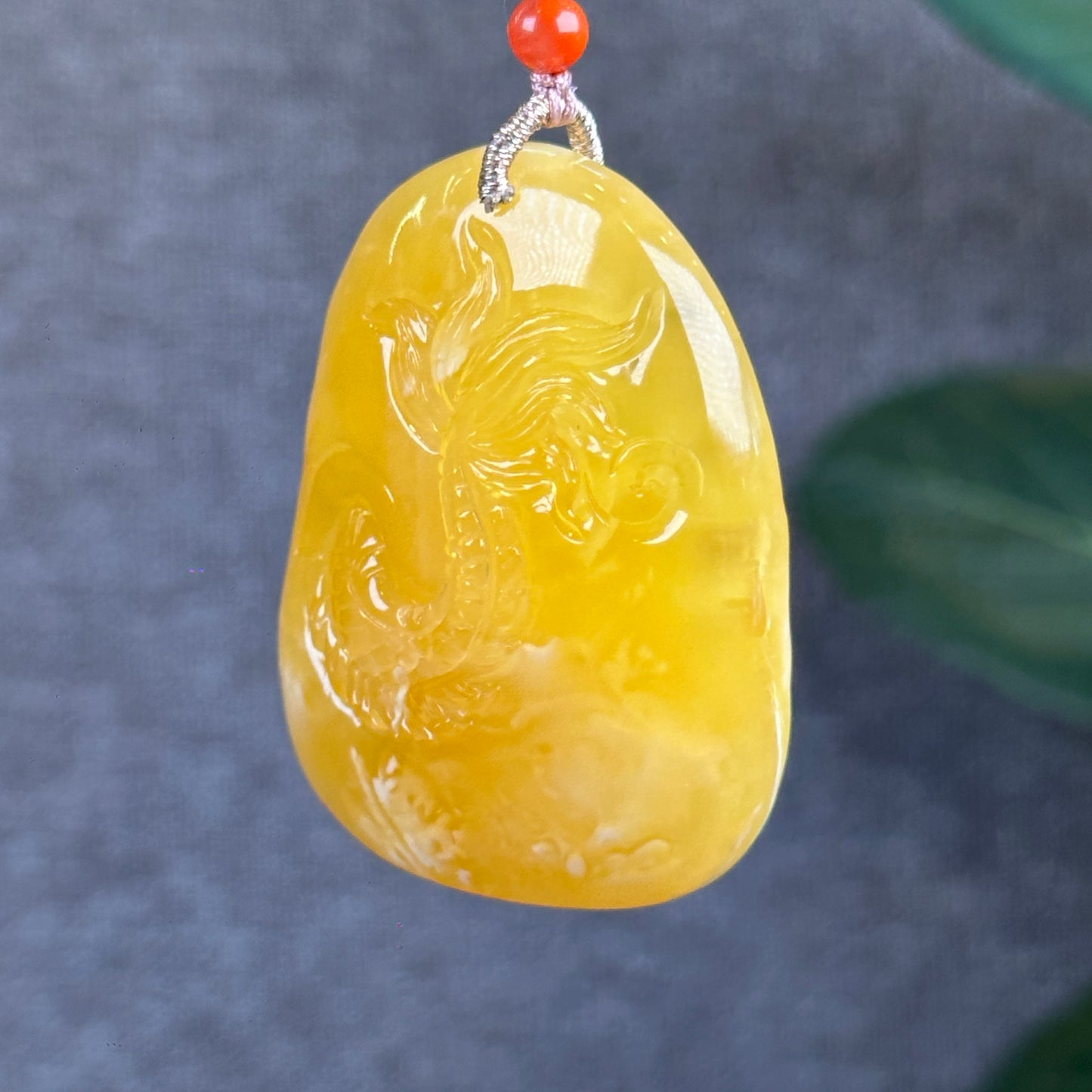 Natural Dragon Amber Pendant with Gem Review Certificate