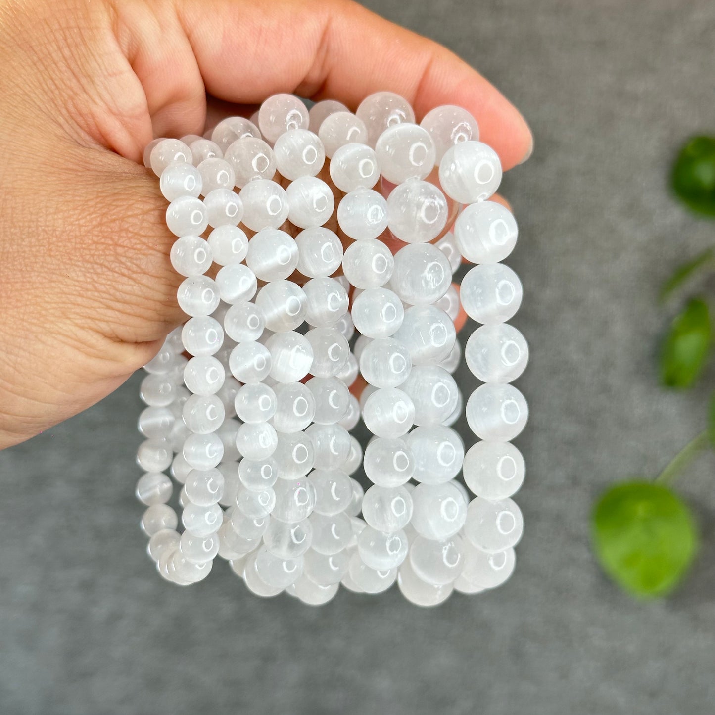 Natural Selenite Bracelet Size 10.5 mm
