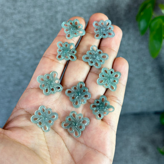 Natural Blue Water Jadeite Jade Flower Charm